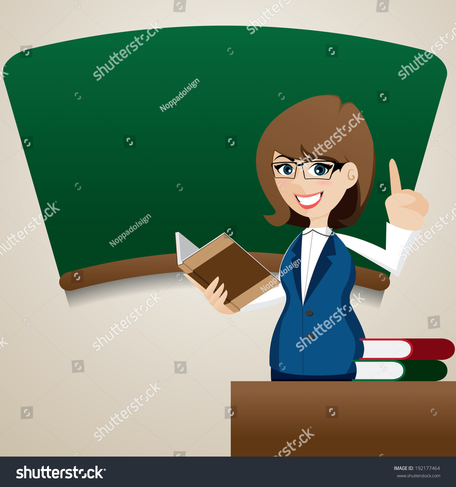 Illustration Cartoon Cute Teacher Teaching Blackboard Stock Vector ...