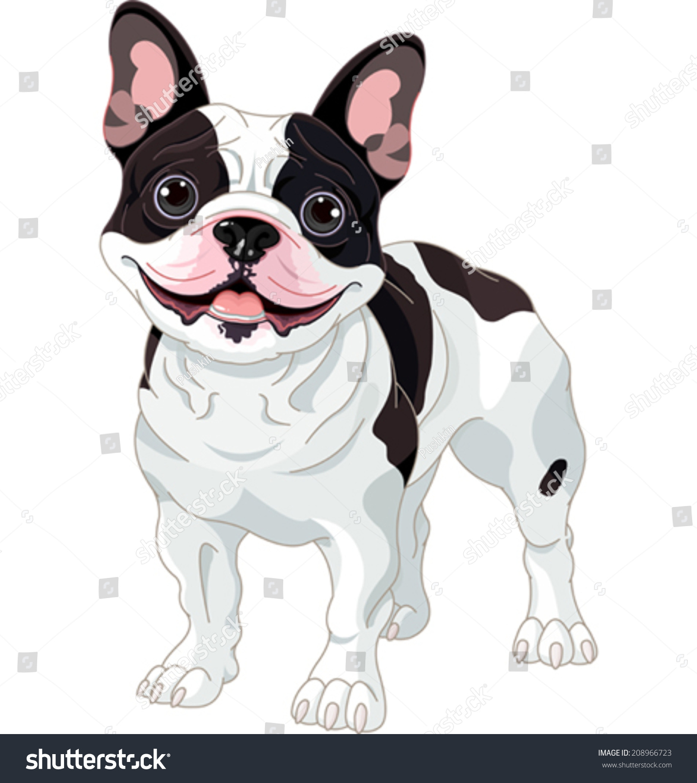 Illustration Cartoon French Bulldog Stock Vector 208966723 - Shutterstock