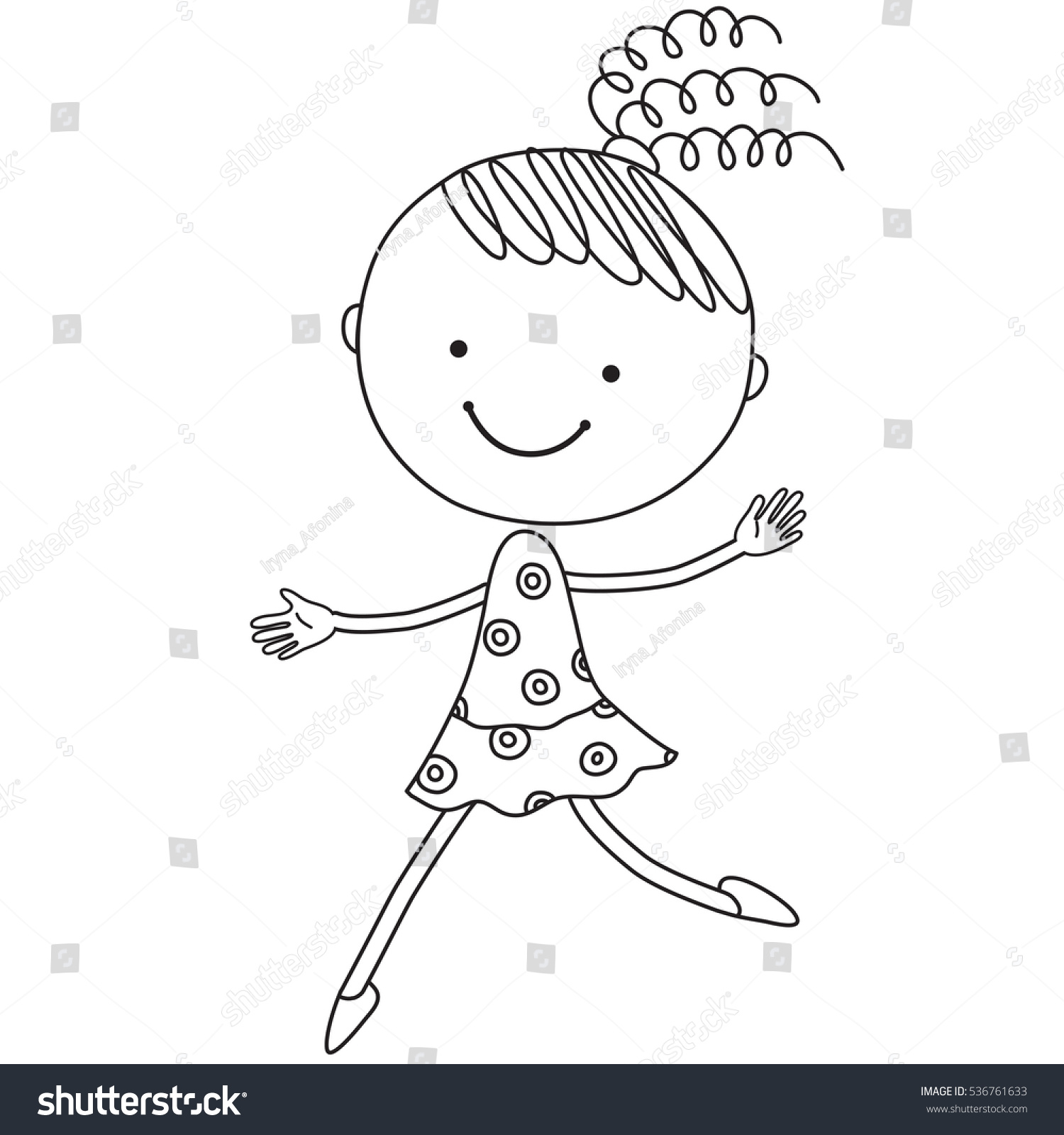 Illustration Cartoon Girl Black Color On Stock Vector (Royalty Free ...