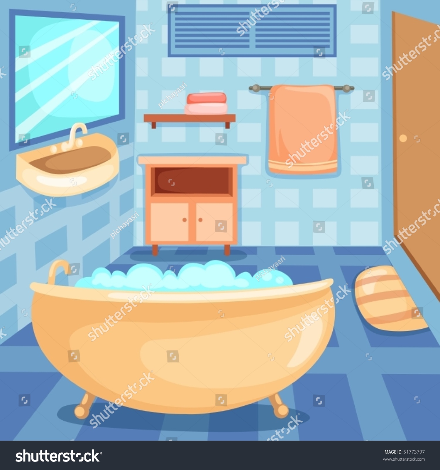 stock vector illustration of cartoon interior of a bathroom 51773797