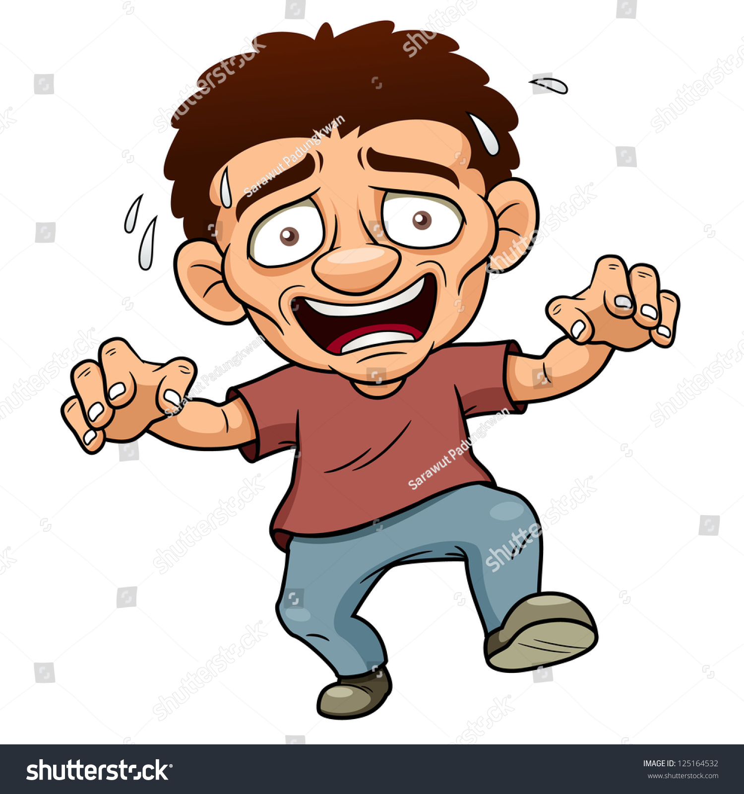 Illustration Cartoon Man Scared Stock Vector 125164532 - Shutterstock