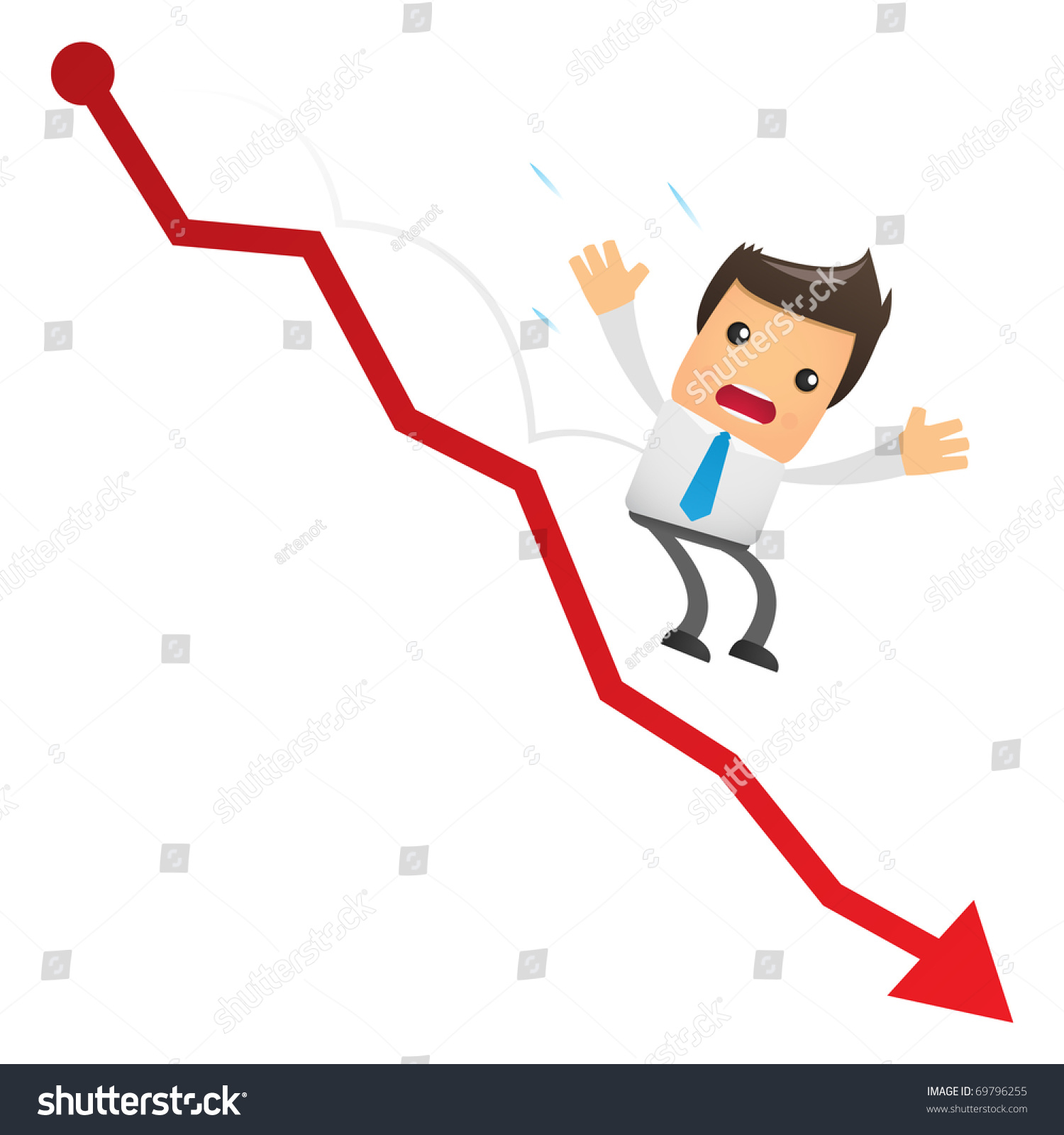 Illustration Of Cartoon Office Worker Falling From The Chart - 69796255 ...