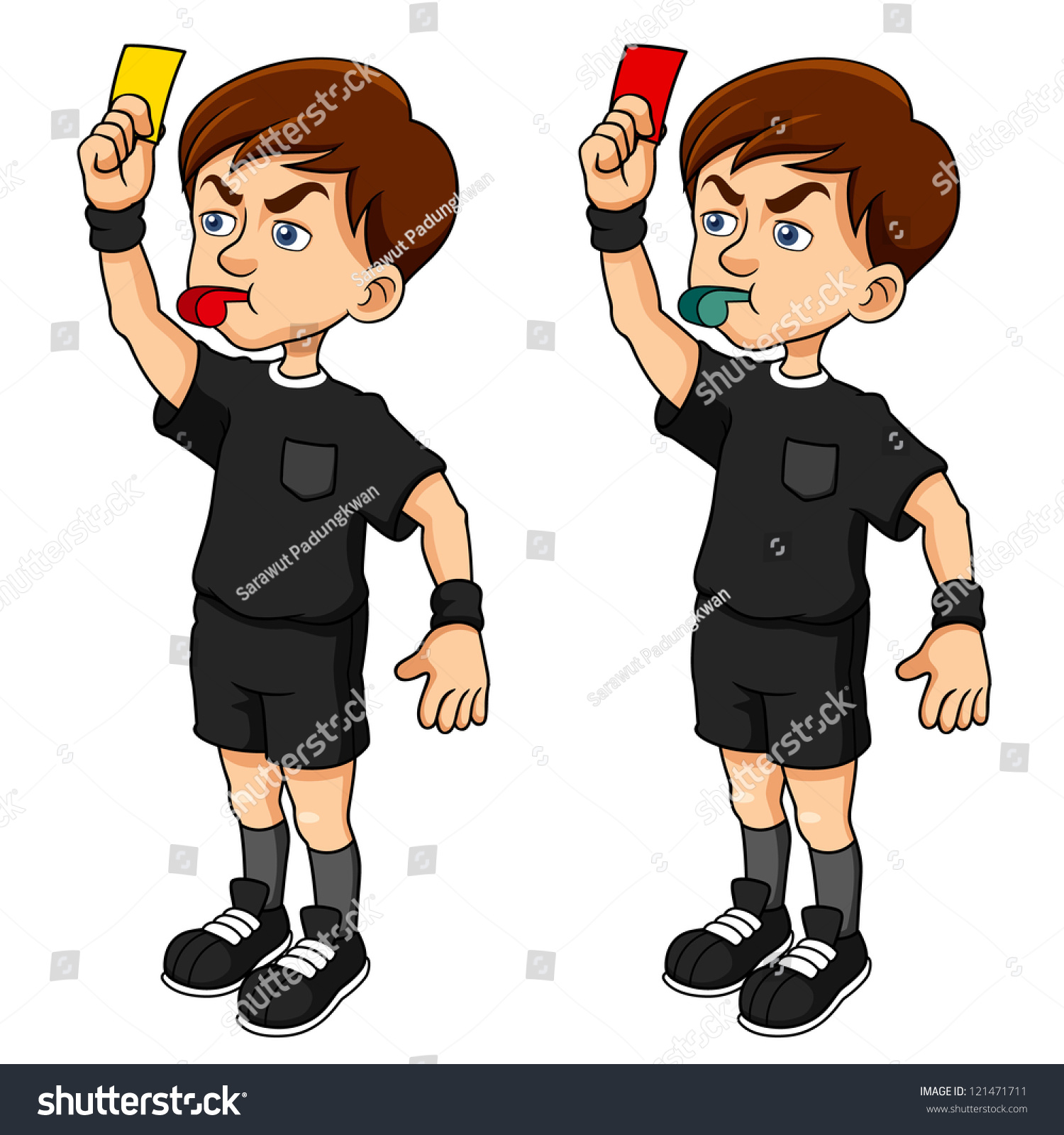 Illustration Cartoon Soccer Referees Holding Red Stock Vector 121471711 ...