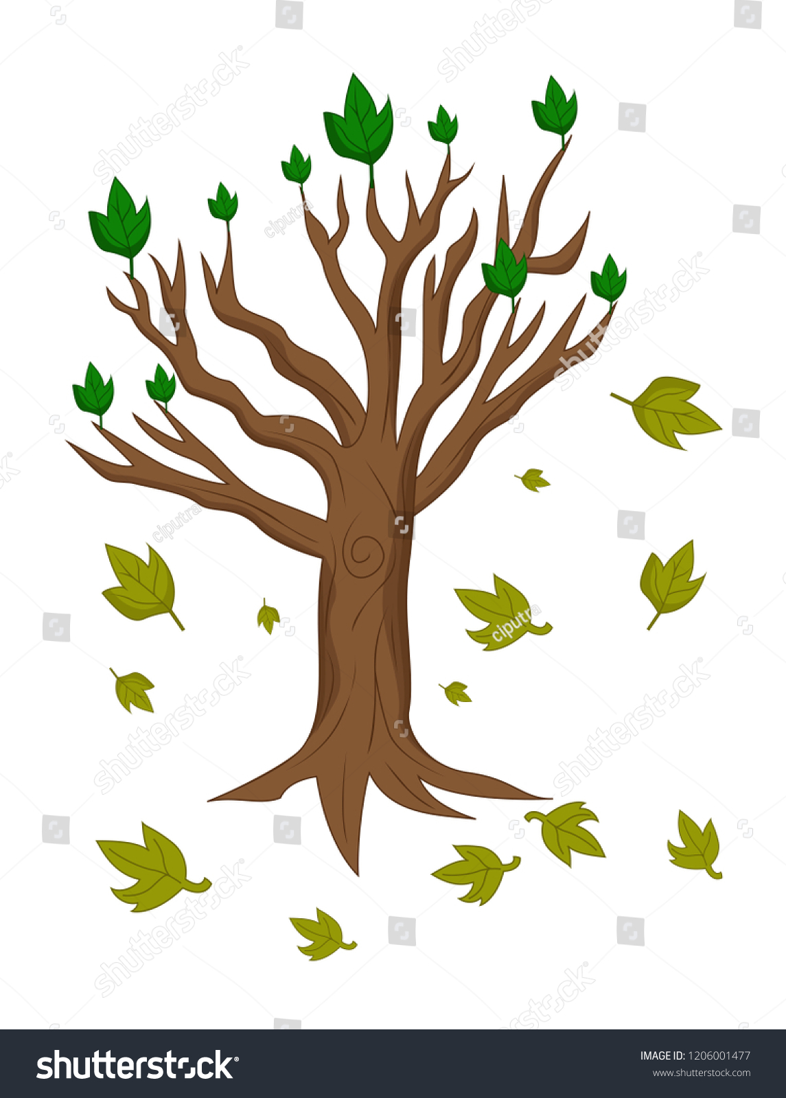 Illustration Cartoon Tree Abort Leaves Stock Vector (Royalty Free ...