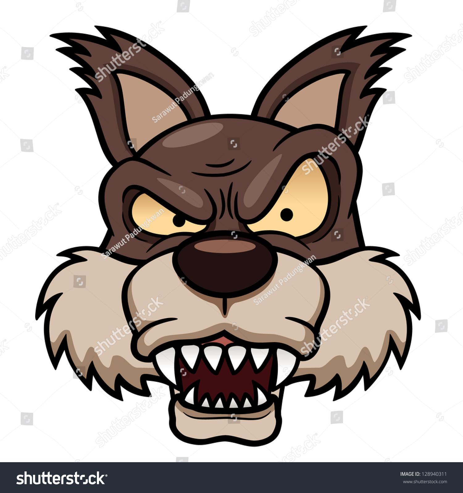 Illustration Cartoon Wolf Face Stock Vector (Royalty Free) 128940311