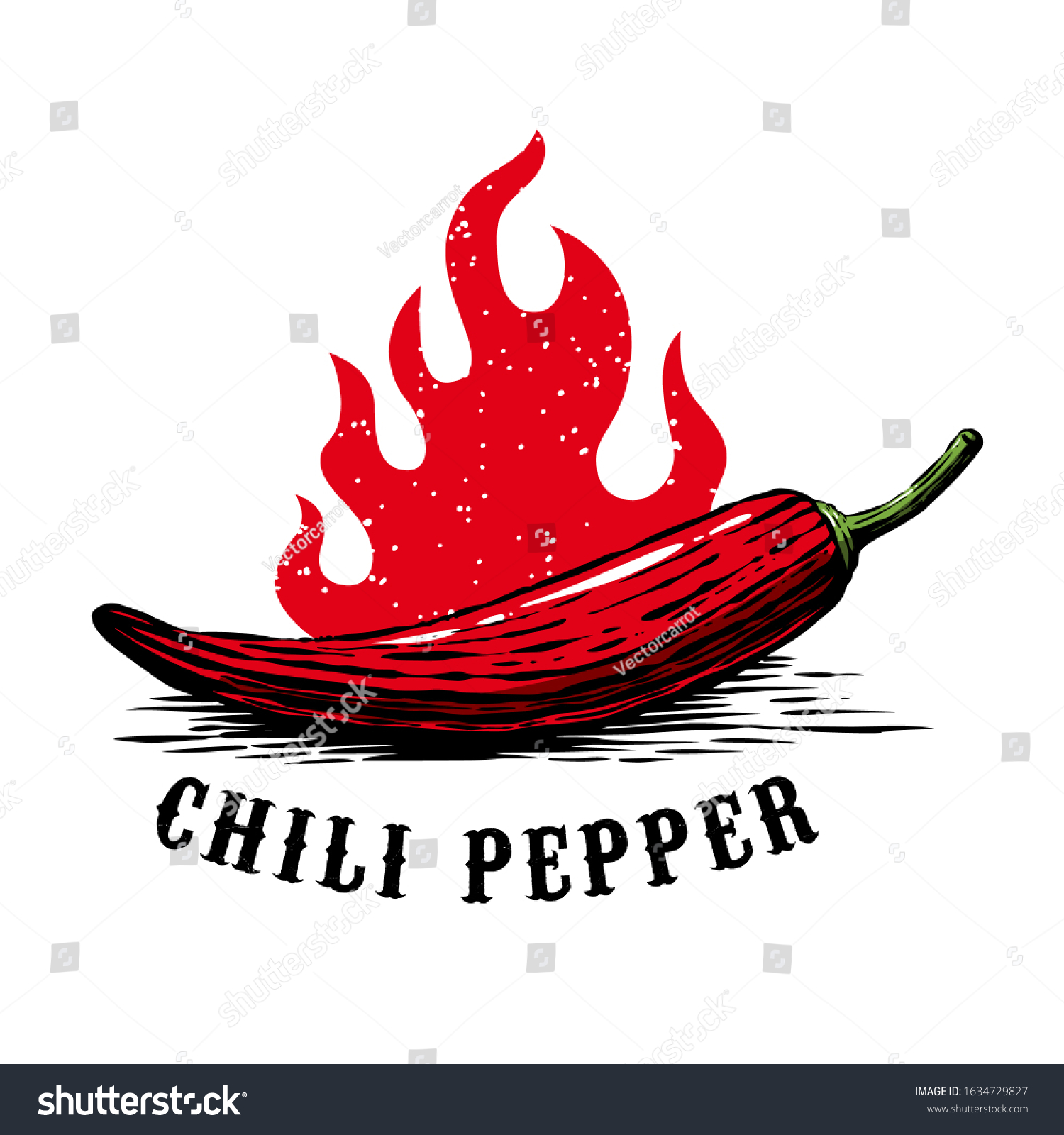 Illustration Chili Pepper Engraving Style Design Stock Vector (Royalty ...