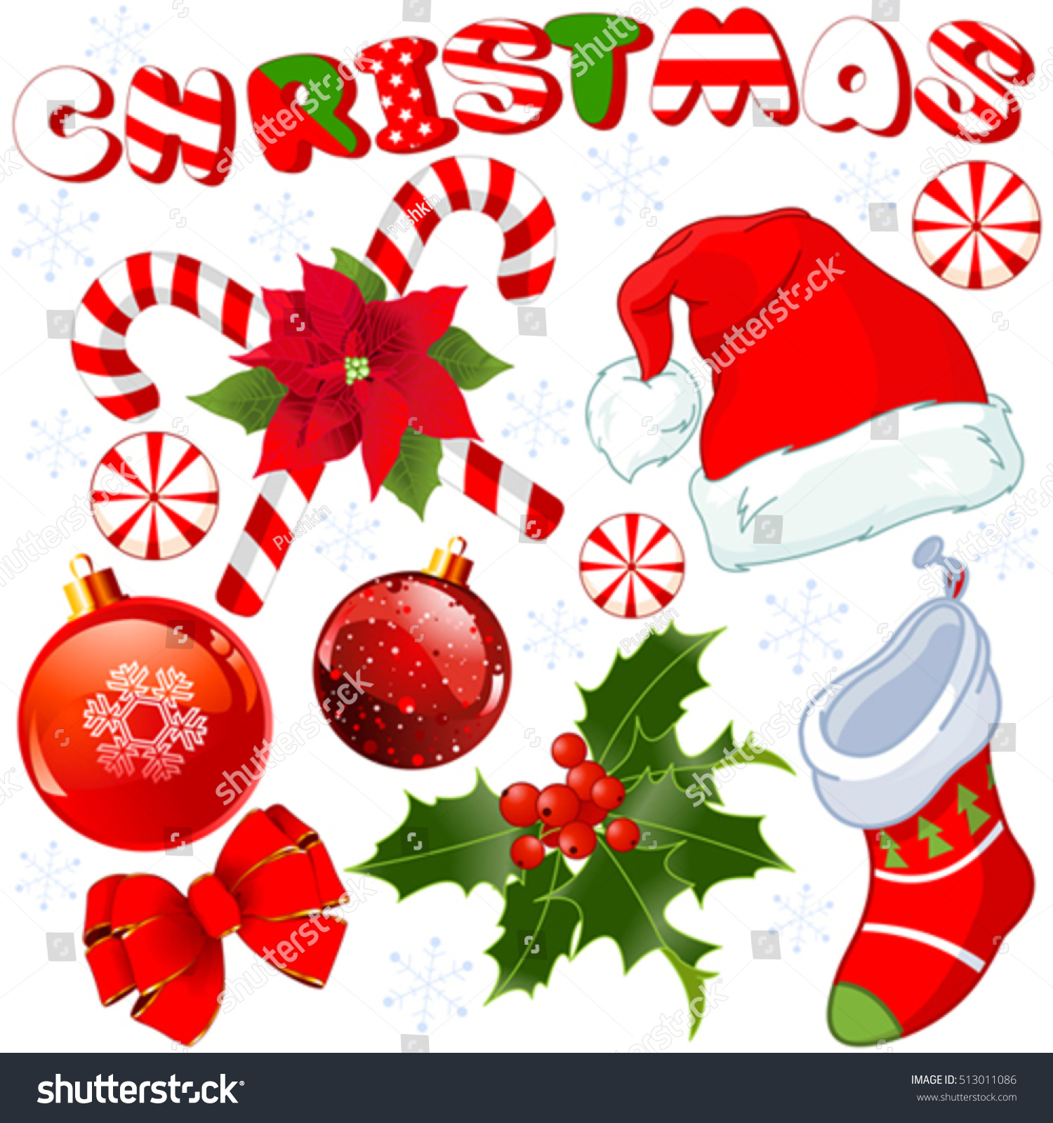 Illustration Of Christmas Objects Collection - 513011086 : Shutterstock