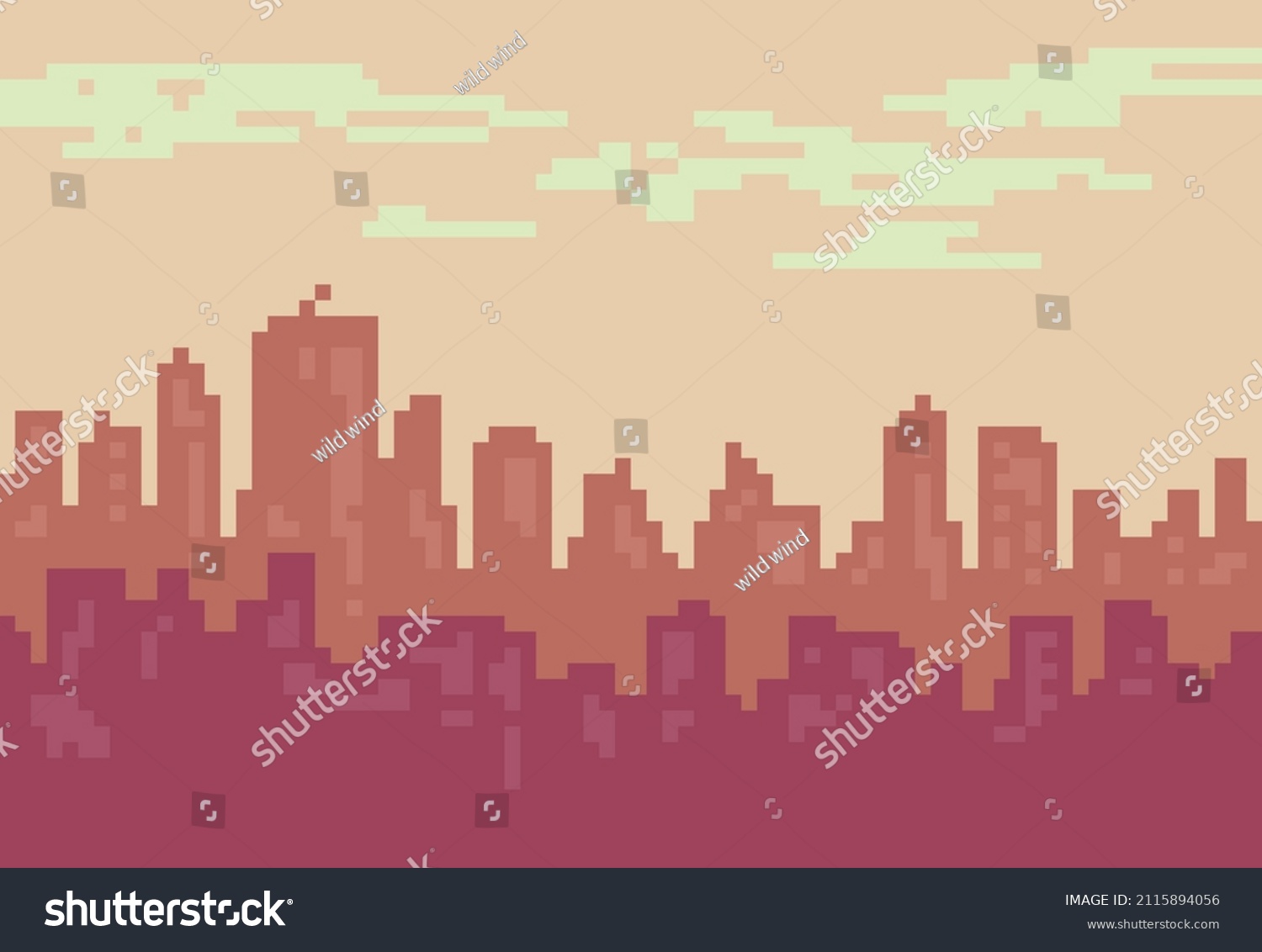 Illustration Cityscape Sunset Colors Pixel Art Stock Vector (Royalty ...