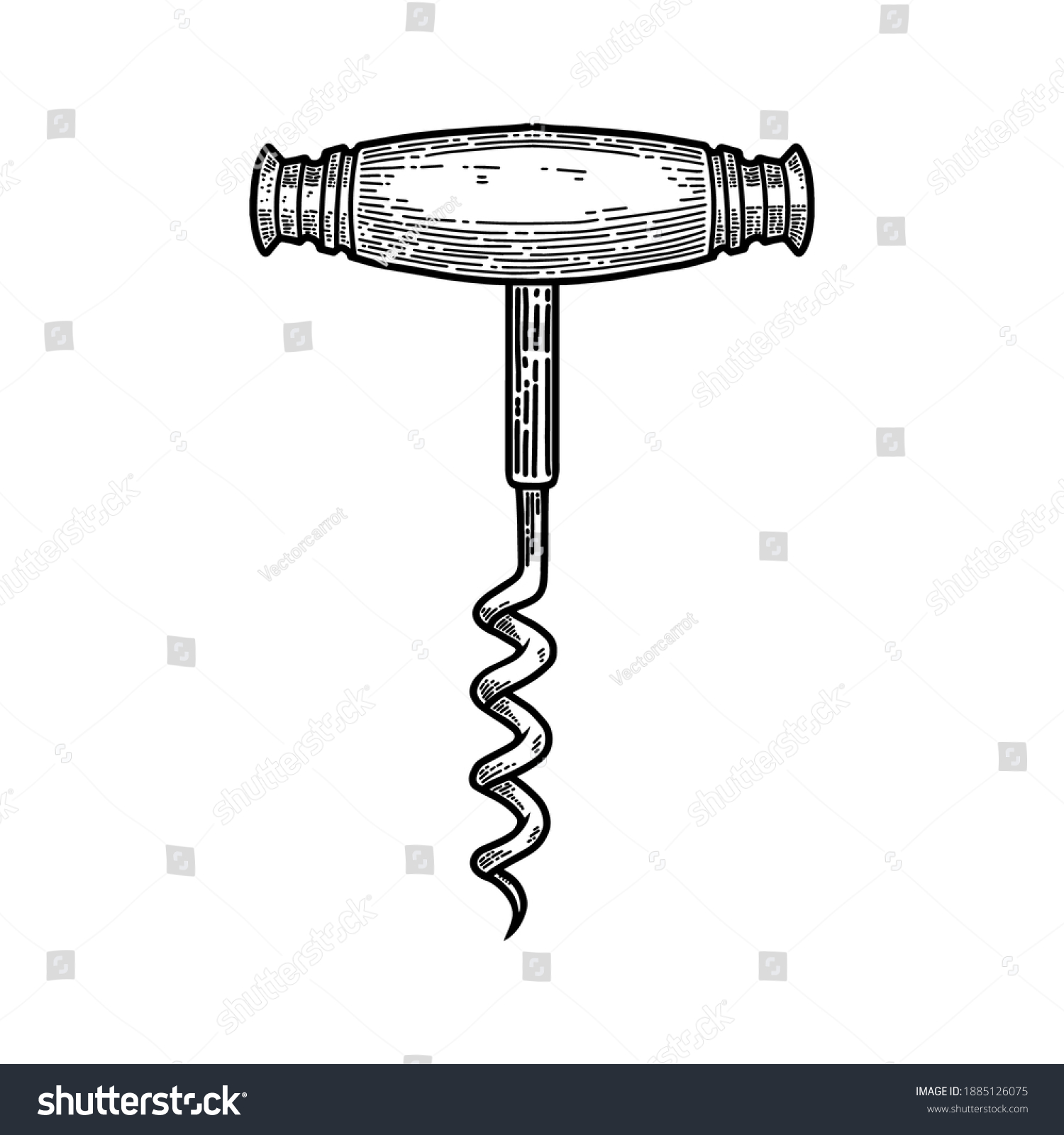 Illustration Corkscrew Engraving Style Design Element Stock Vector ...