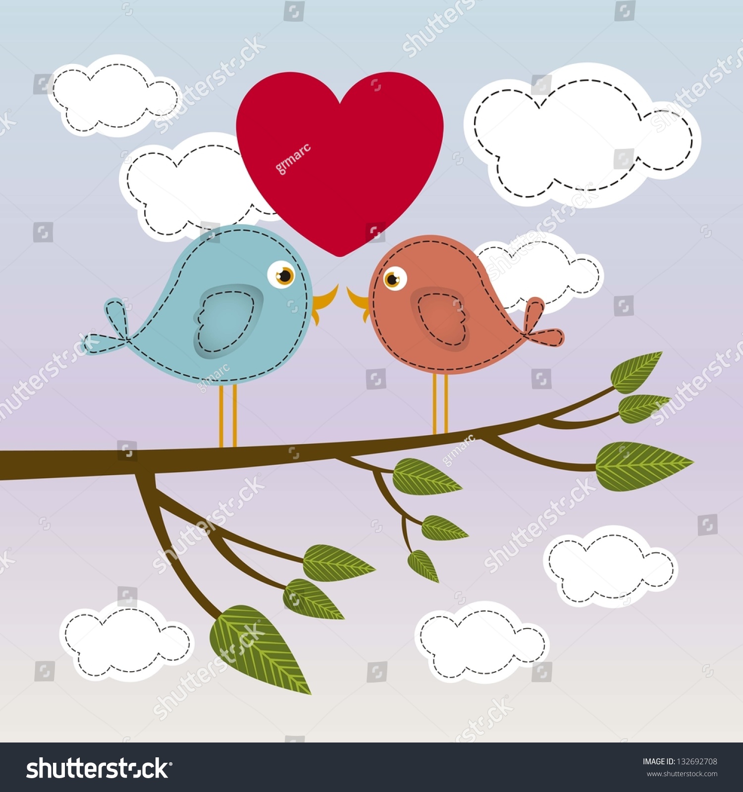 Illustration Of Couple In Love, Birds In Love, Vector Illustration ...