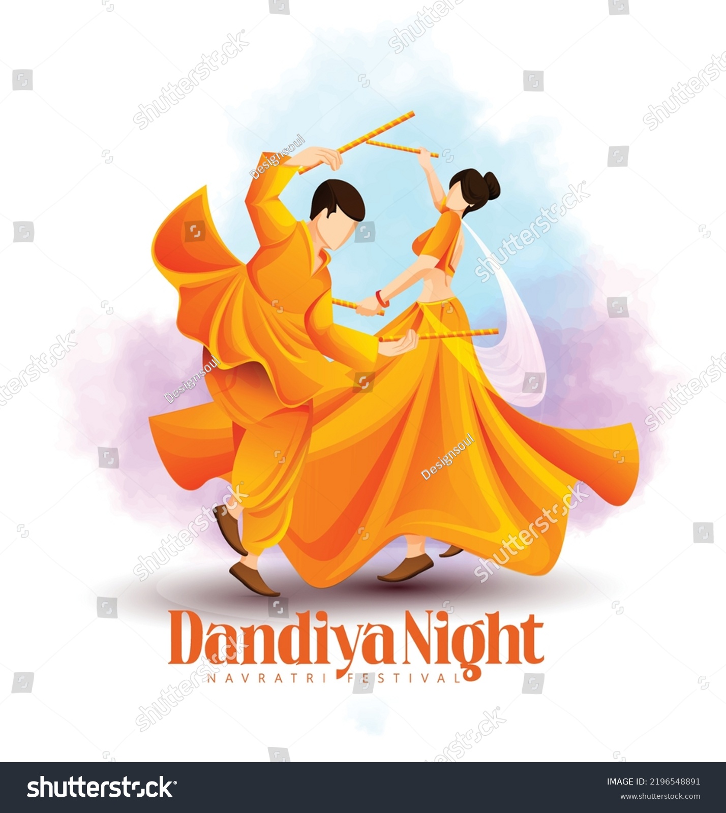 SVG of illustration of couple playing Dandiya for Subh Navratri Indian religious festival background svg