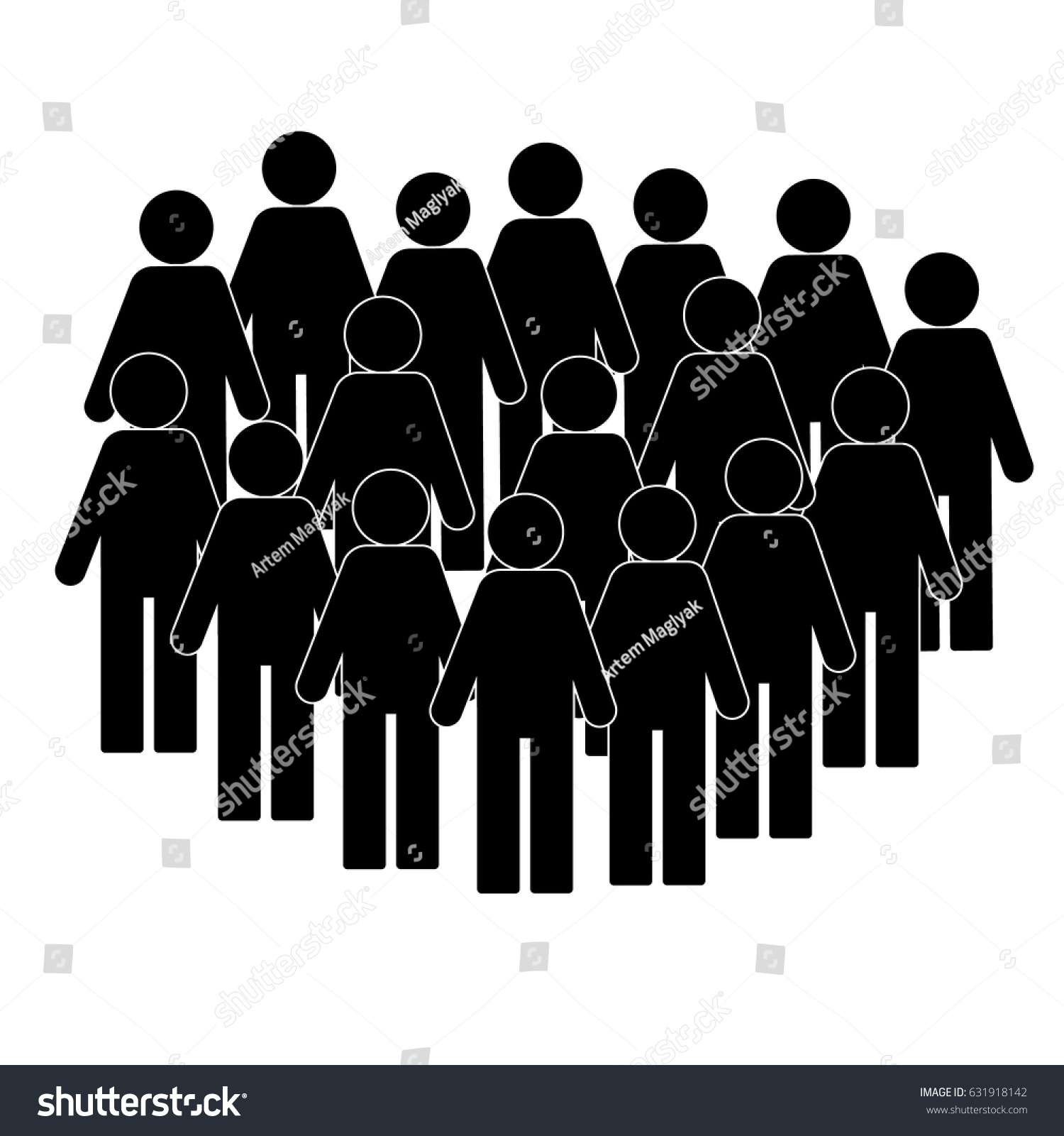 Illustration Crowd People Icon Silhouettes Vector Stock Vector (Royalty