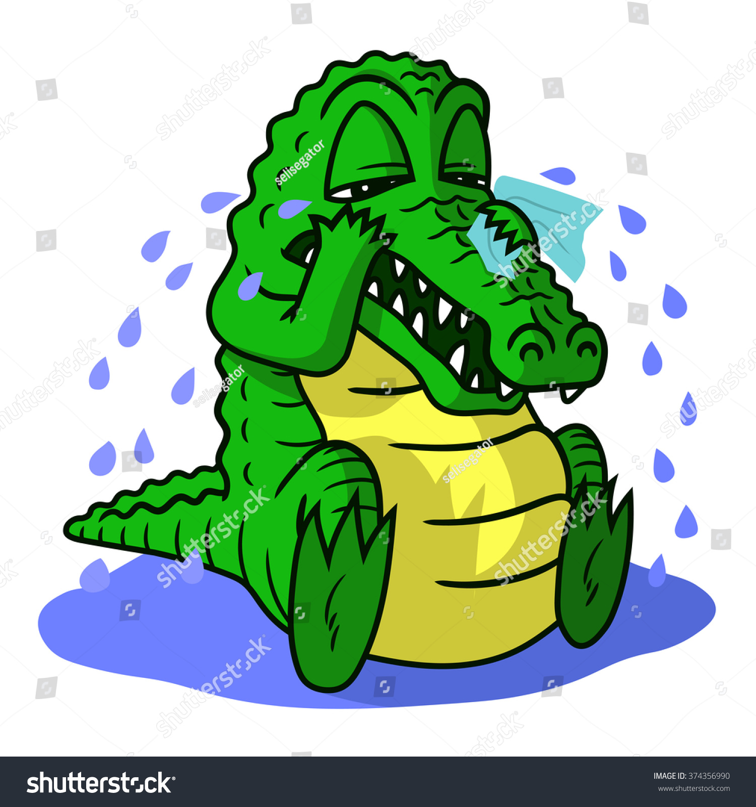 stock vector illustration of crying crocodile 374356990