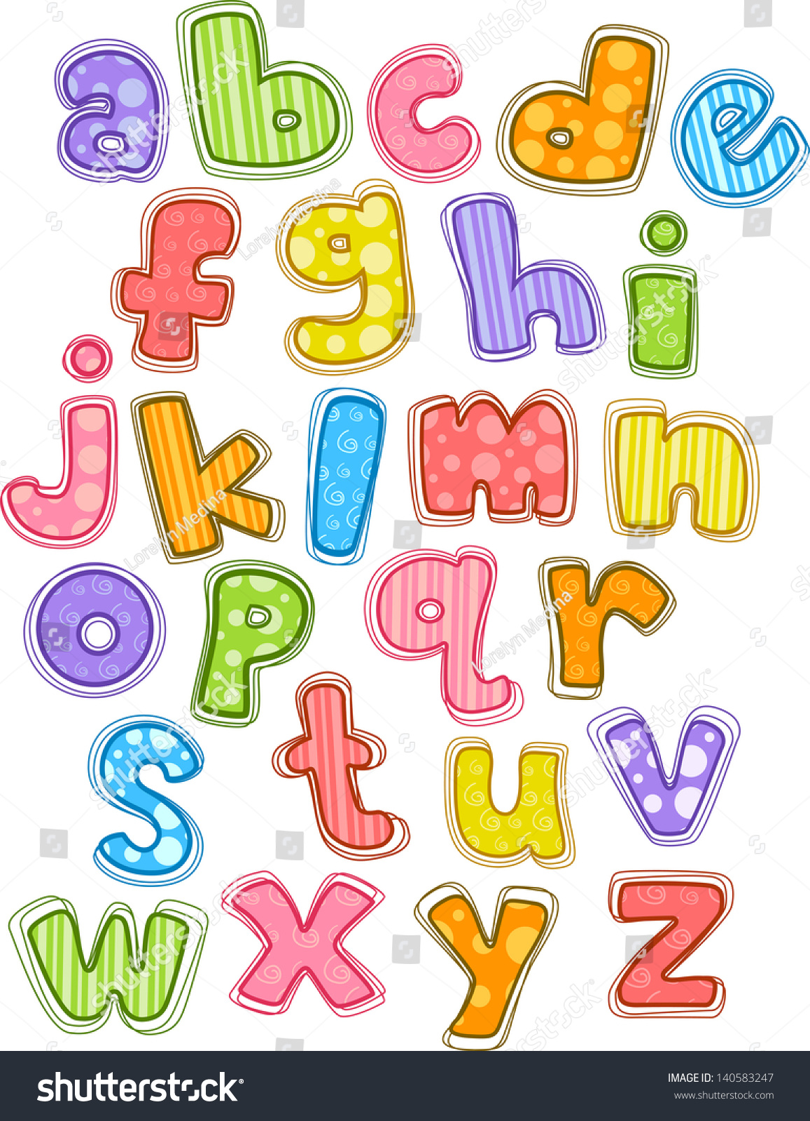 Illustration Of Cute And Colorful Alphabet In Lower Case - 140583247 ...