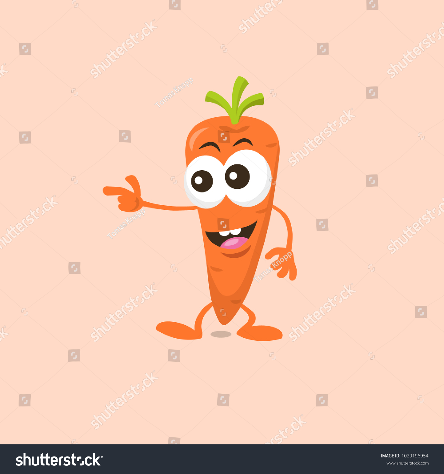 Illustration Cute Carrot Mascot Pointing Something Stock Vector Royalty Free 1029196954 4922