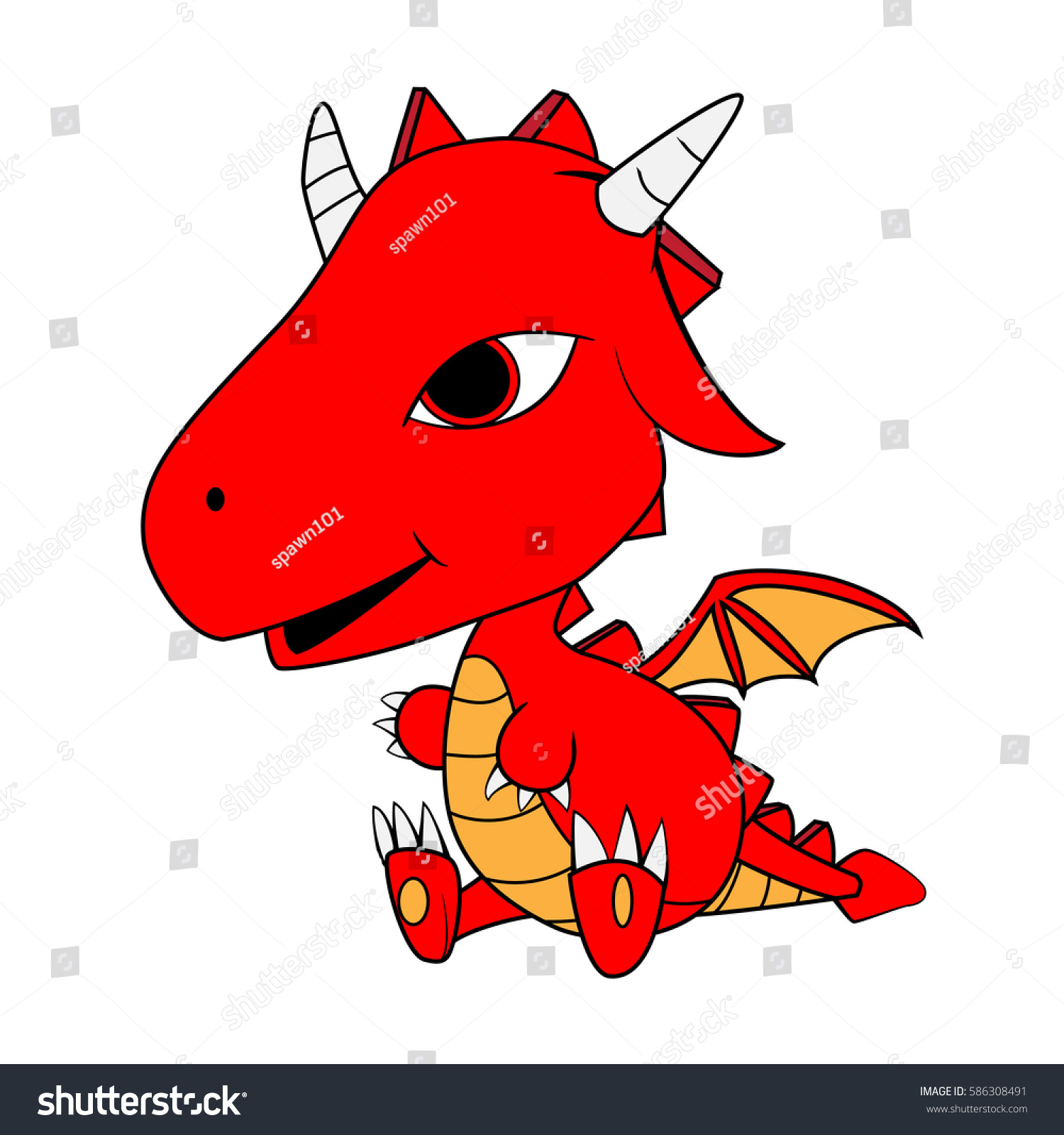 Illustration Cute Cartoon Evil Baby Dragonvector Stock Vector (Royalty ...