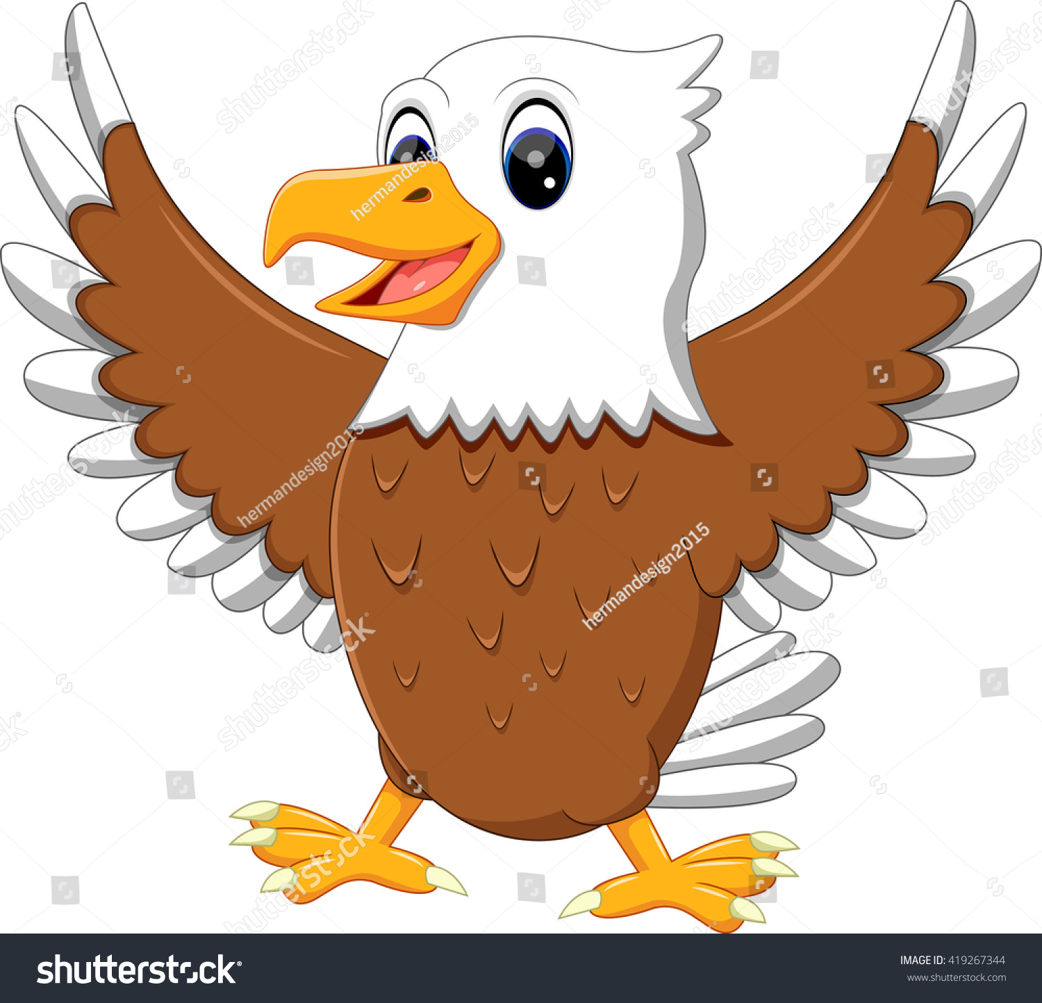 Illustration Cute Eagle Cartoon Stock Vector 419267344 - Shutterstock