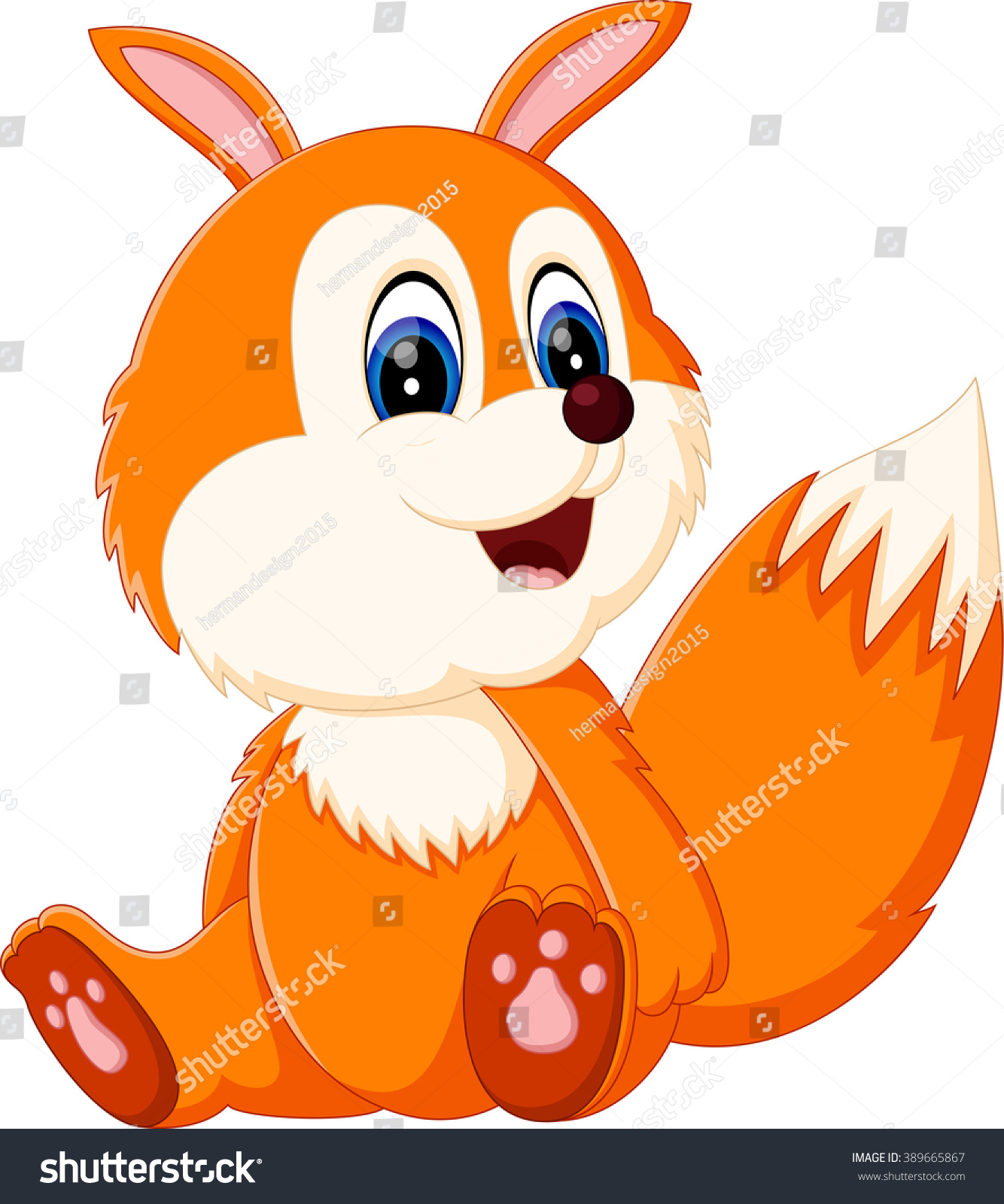 Illustration Cute Fox Cartoon Stock Vector 389665867 - Shutterstock