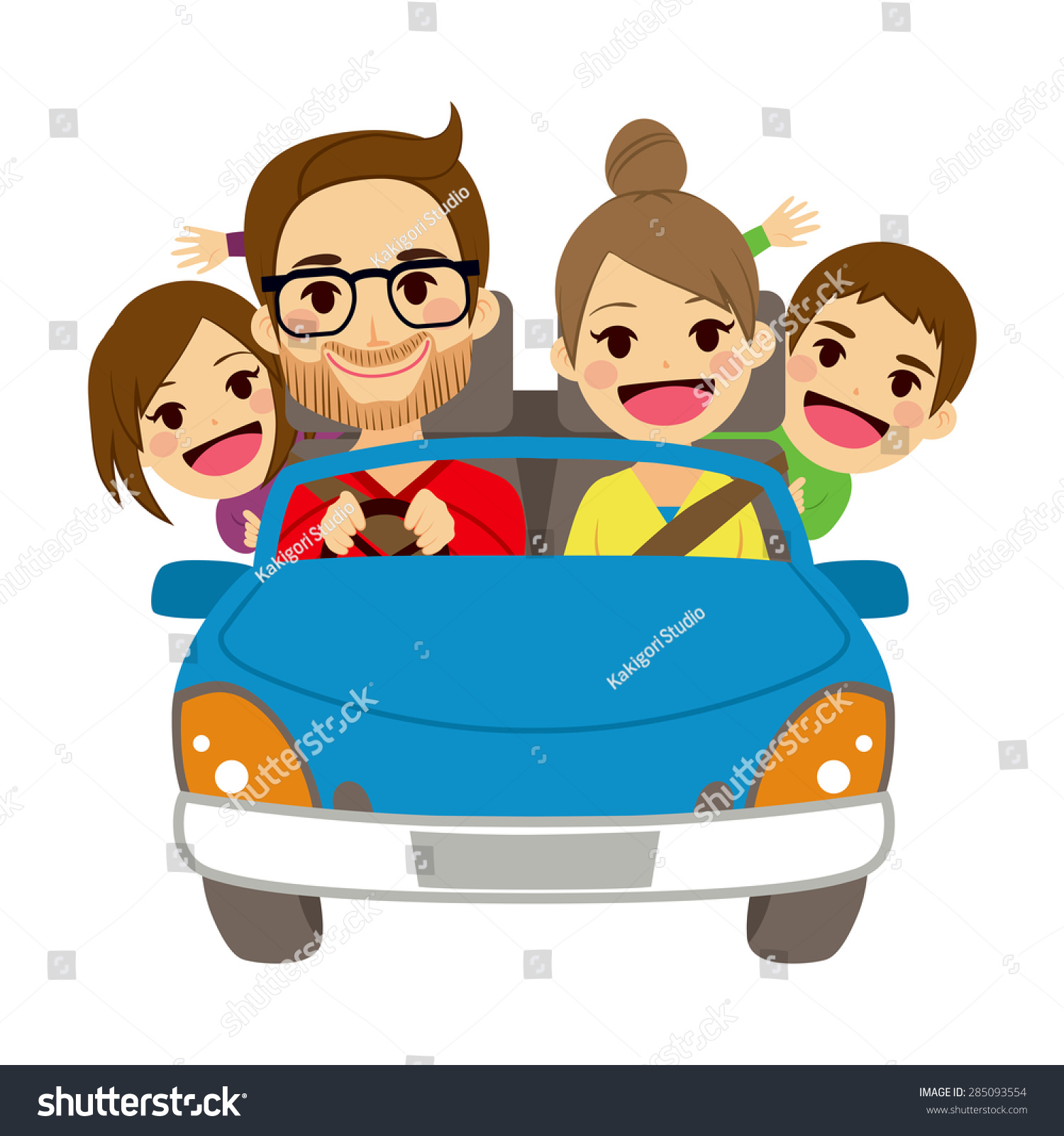 Illustration Cute Happy Family Four Members Stock Vector 285093554 ...