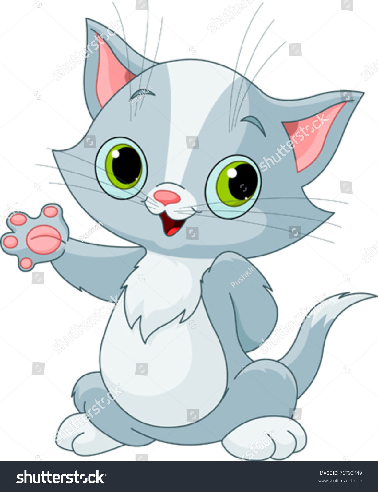 Illustration Of Cute Kitten Showing - 76793449 : Shutterstock