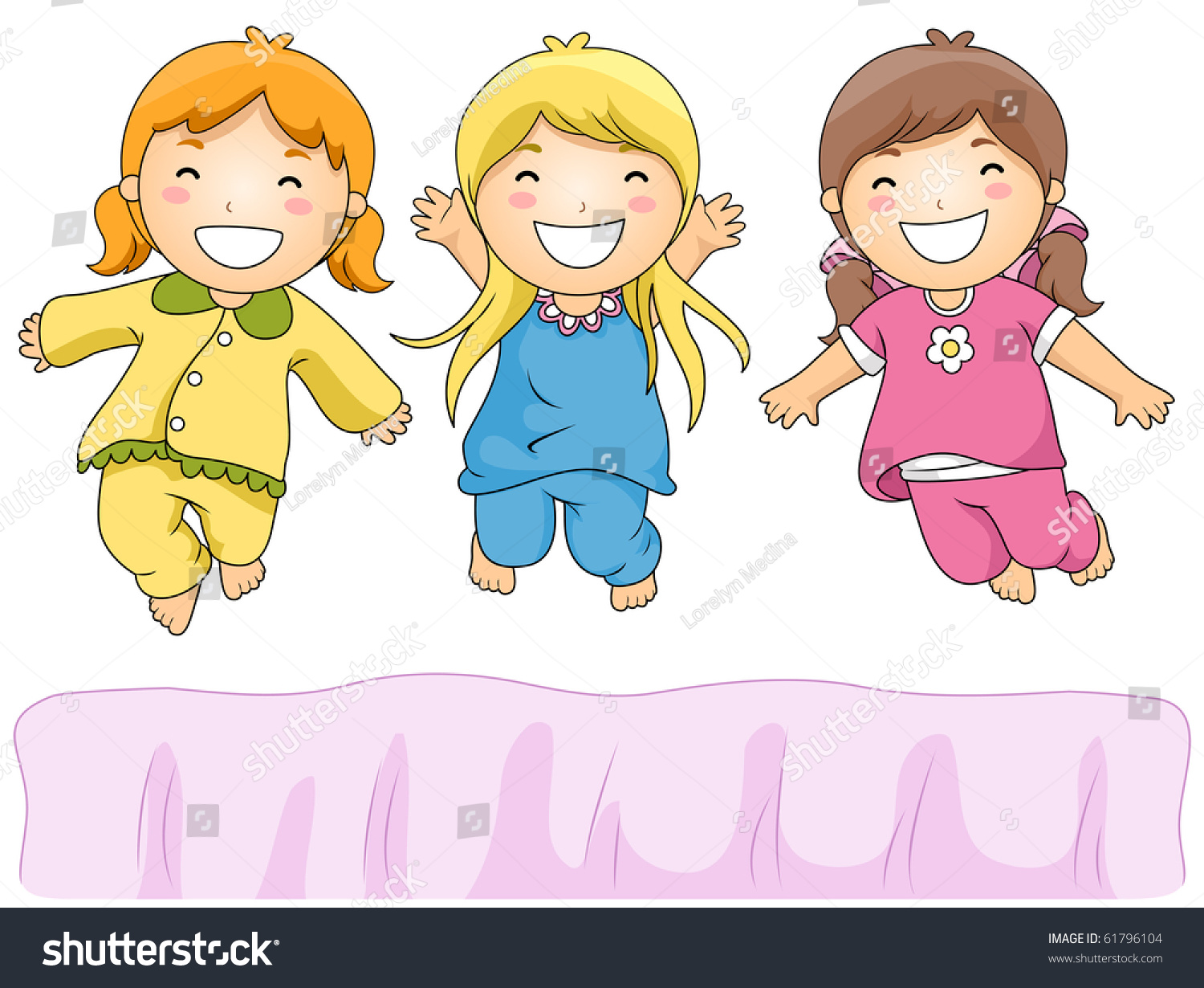 Illustration Of Cute Little Girls Having A Pajama Party - Vector ...