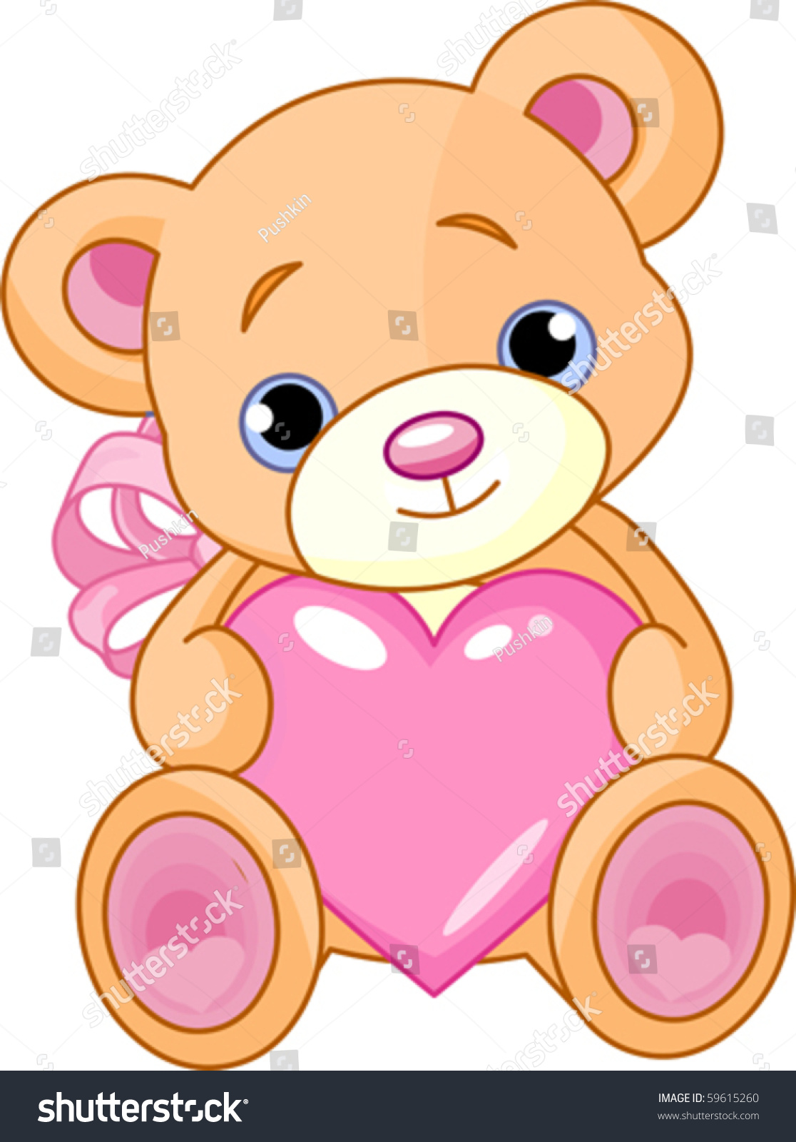 Illustration Cute Little Teddy Bear Holding Stock Vector 59615260 ...