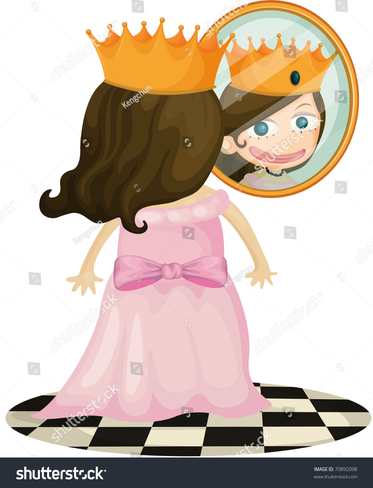 Illustration Cute Princess Looking Gold Mirror Stock Vector 70892098 ...