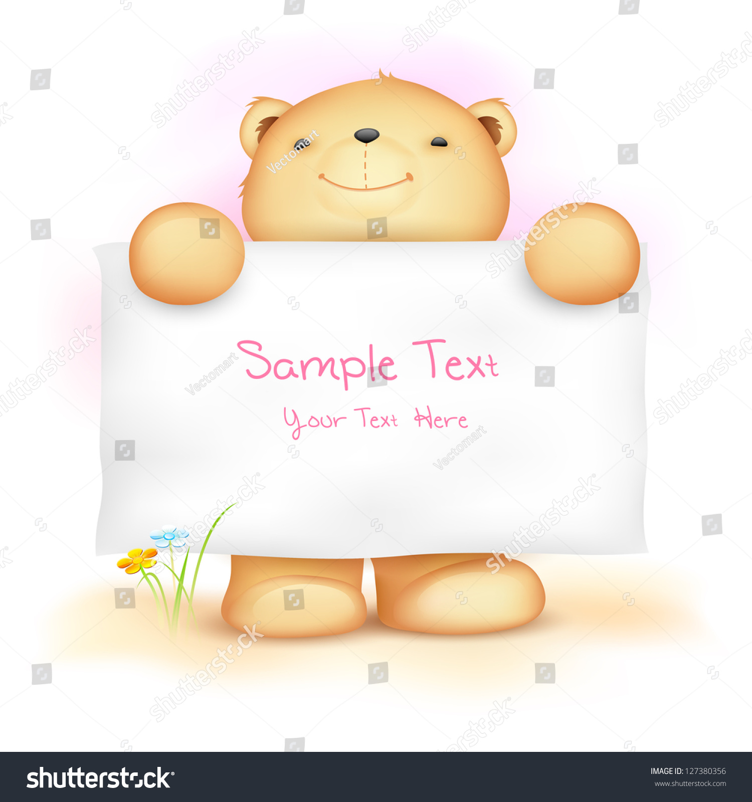 Illustration Cute Teddy Bear Holding Blank Stock Vector (Royalty Free ...