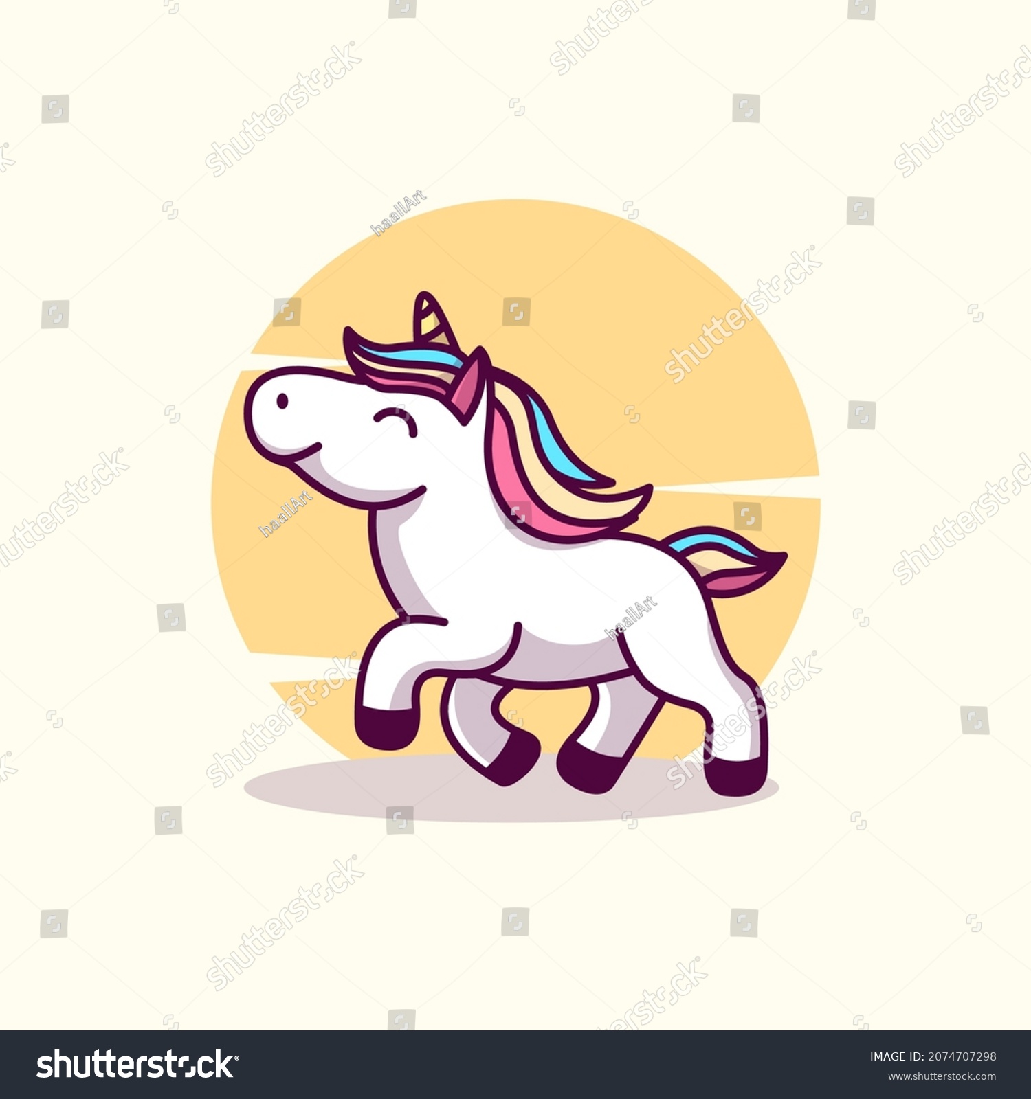 SVG of illustration of cute unicorn mascot icon. flat cartoon concept. vector premium quality svg