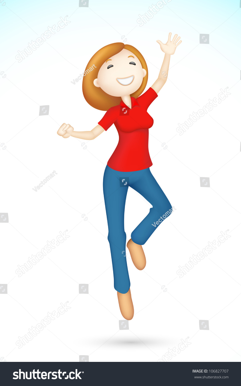 Illustration Of 3d Jumping Lady In Editable Vector - 106827707 ...