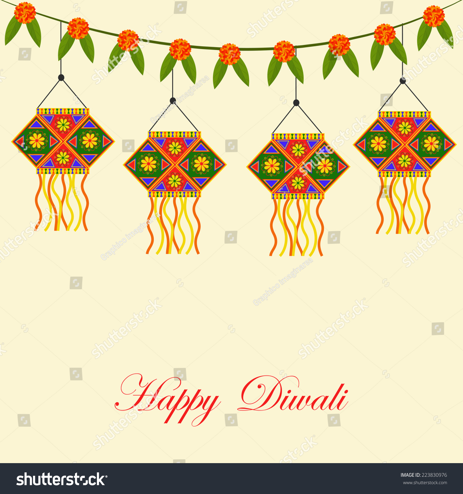 Illustration Decorated Greeting Celebration Indian Festival Stock ...