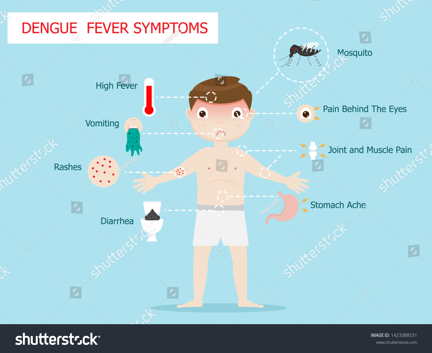 Stock Vektor „illustration Dengue Fever Symptoms Infographics Vector“ Bez Autorských Poplatků