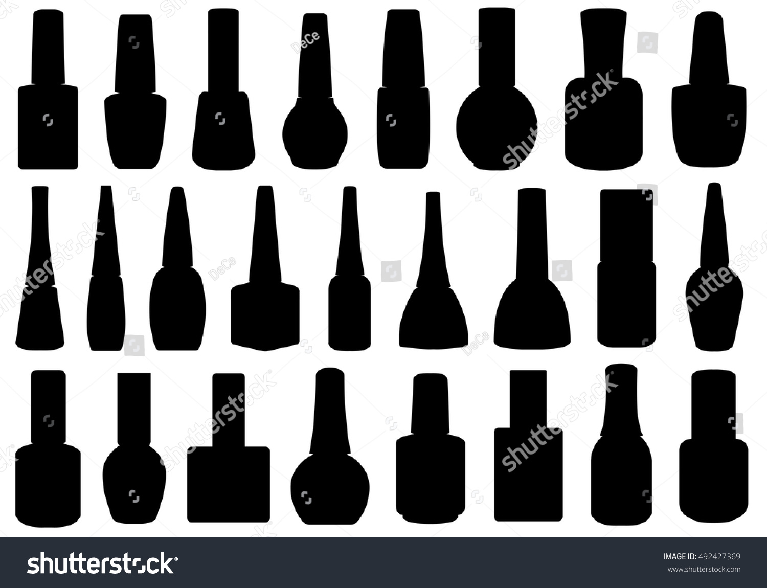 Illustration Different Nail Polish Bottles Isolated Stock Vector