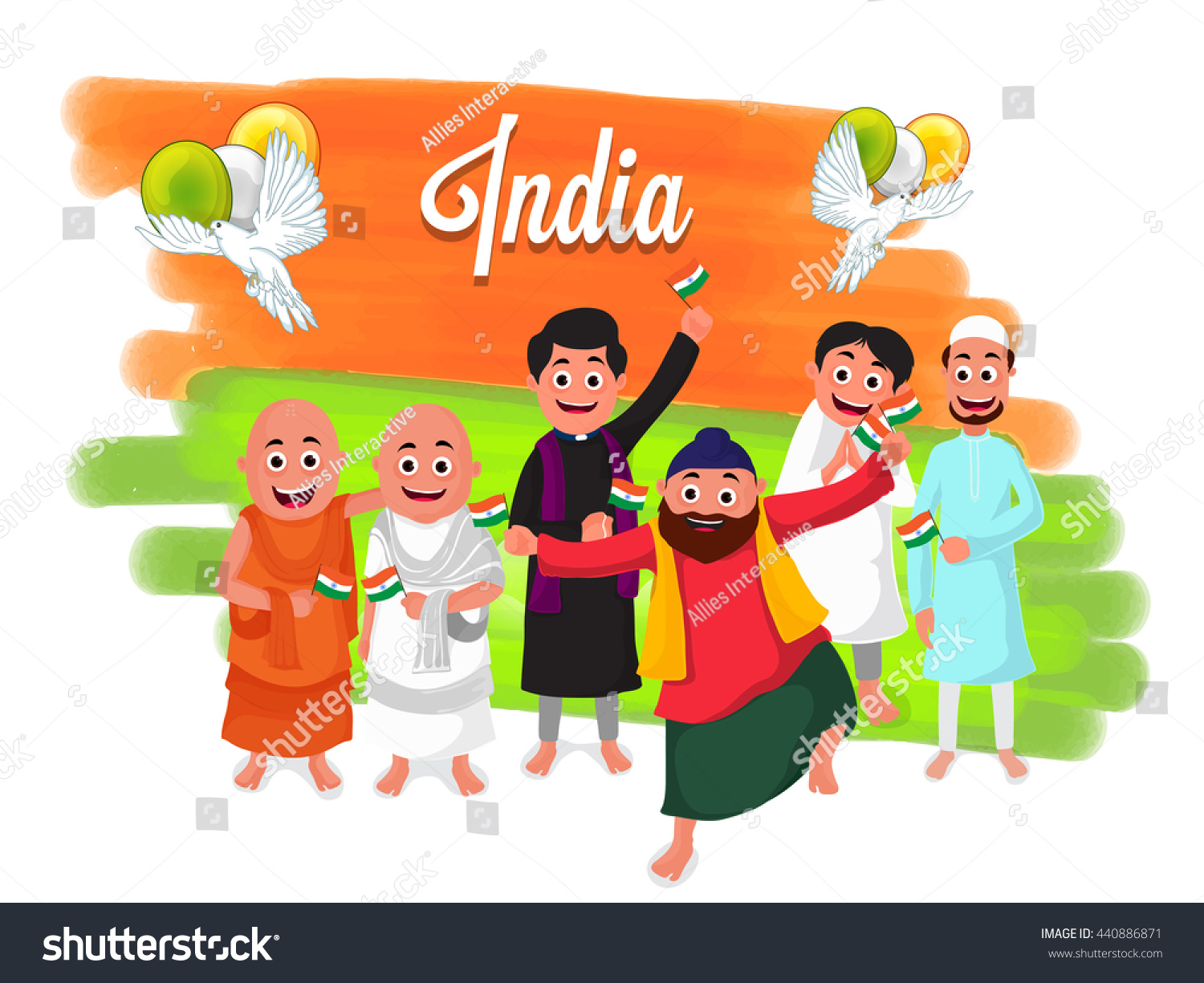 Illustration Different Religion People Showing Unity Stock Vector ...