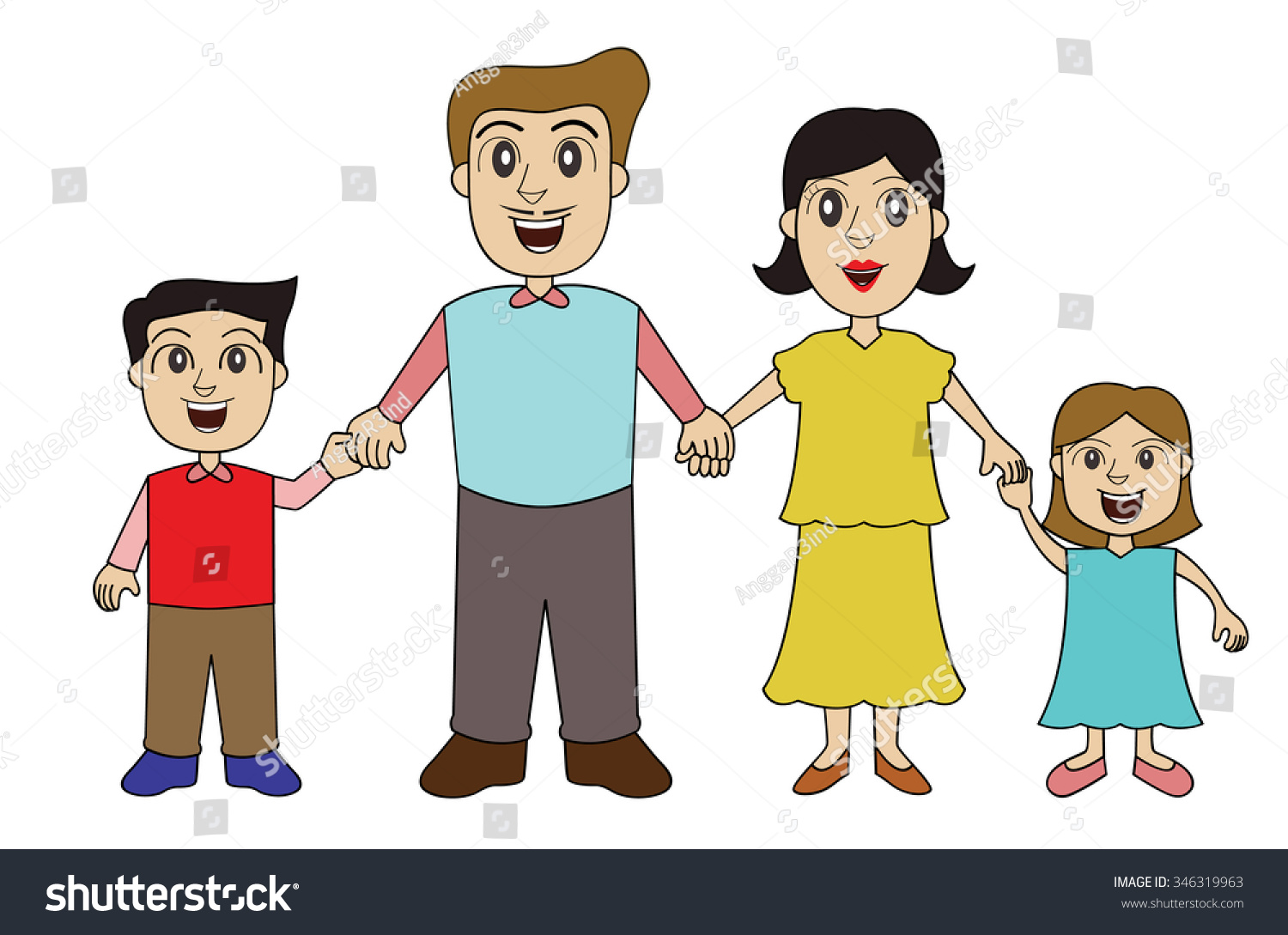 Illustration Family Members Holding Hands One Stock Vector (Royalty ...