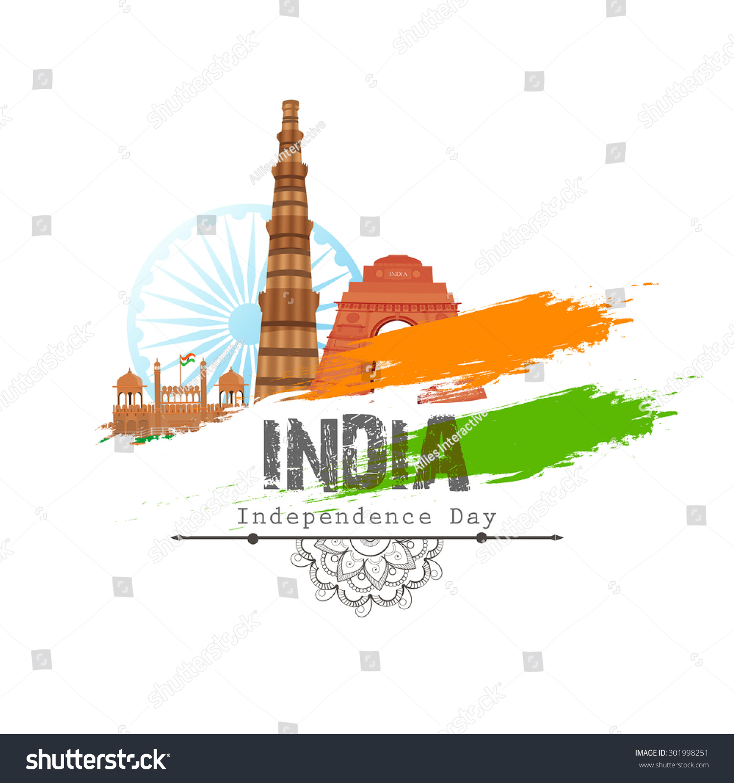 Illustration Famous Indian Monuments National Flag Stock Vector ...