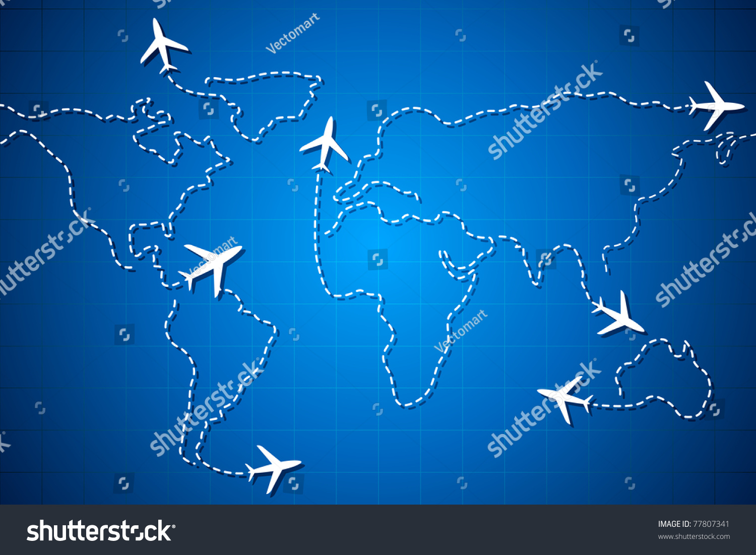 Illustration Flying Jet Drawing World Map Stock Vector 77807341 ...