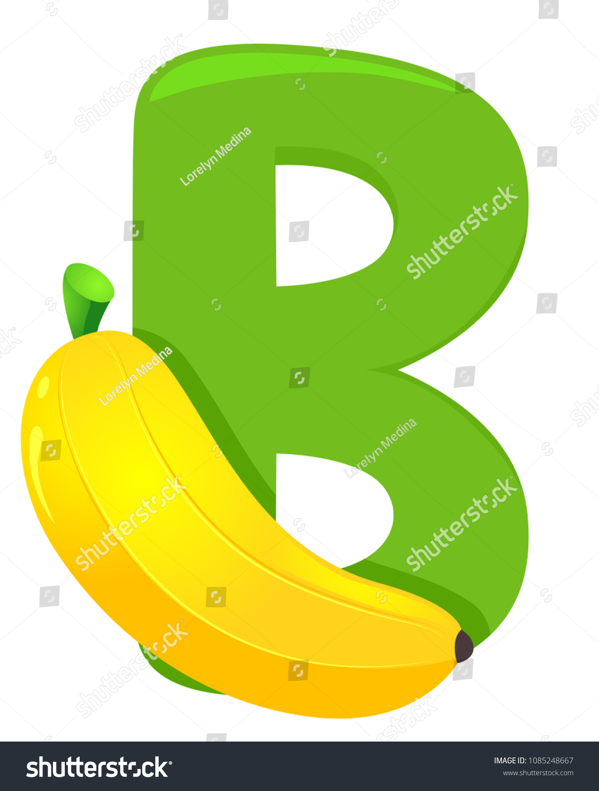 Illustration Fruit Alphabet Green Letter B Stock Vector (Royalty Free ...