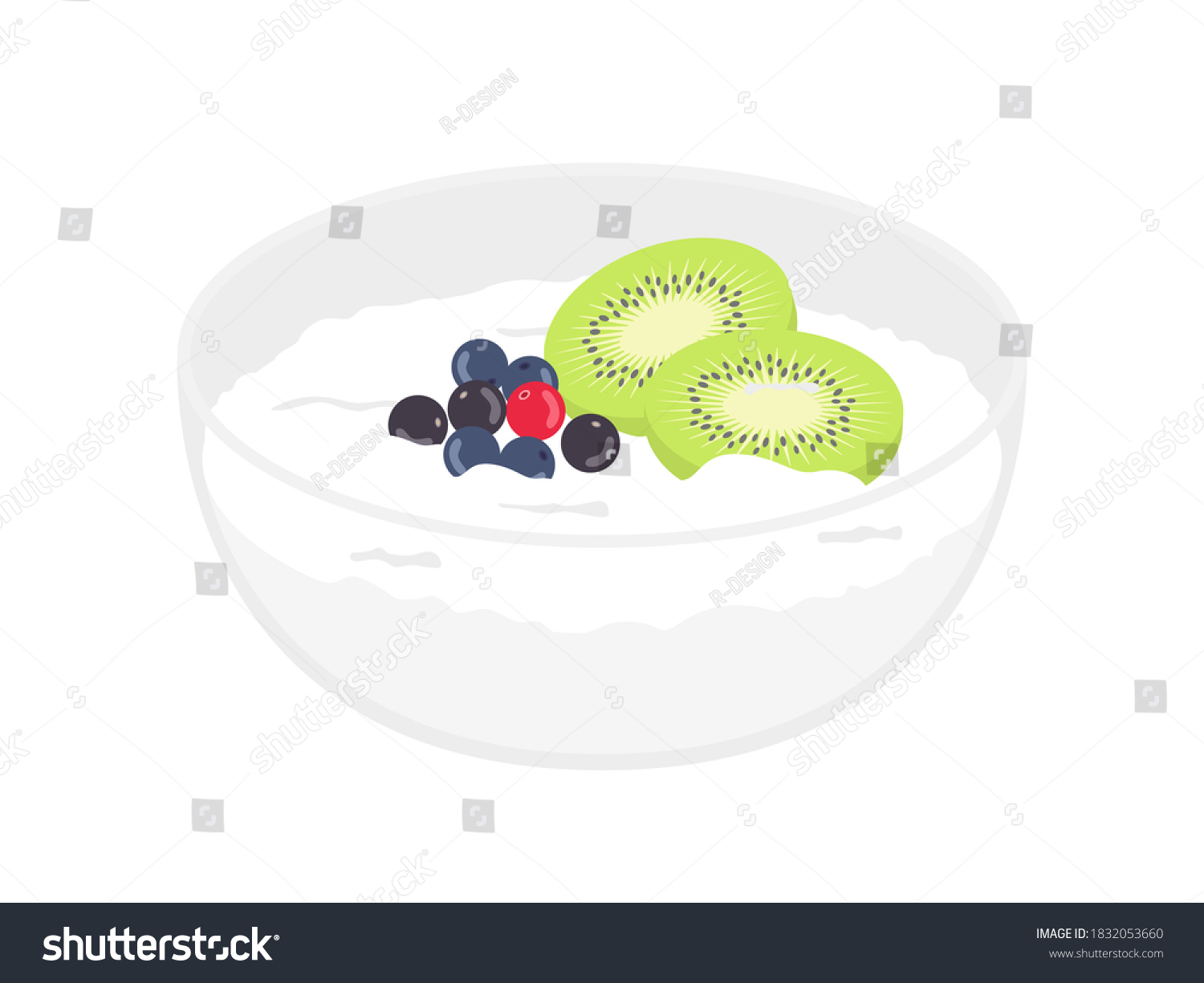 Illustration Fruit Yogurt Bowl Stock Vector Royalty Free Shutterstock