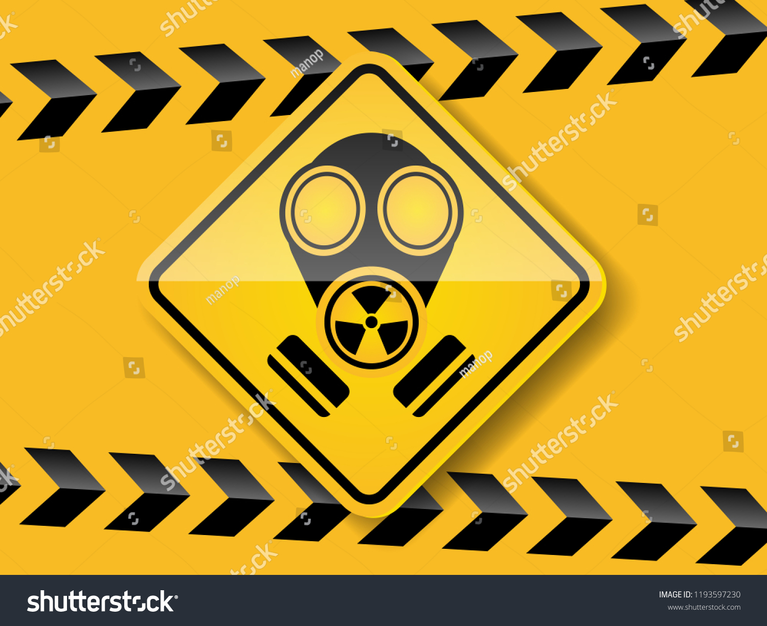 Download Illustration Gas Mask Warning On Yellow Stock Vector Royalty Free 1193597230 PSD Mockup Templates