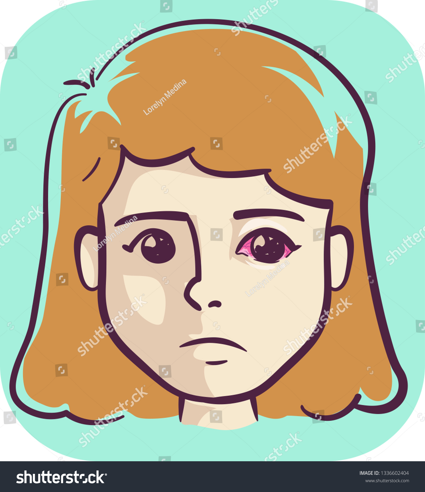 Illustration Girl Pink Eye Gonorrhea Symptom Stock Vector (Royalty Free ...