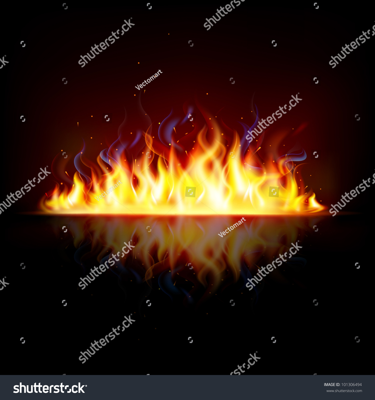 Illustration Of Glowing Fire Flame With Sparks - 101306494 : Shutterstock