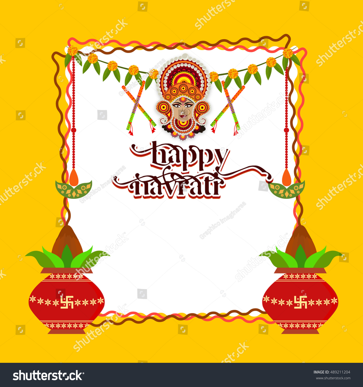 Illustration Goddess Durga Decorated Face Indian Stock Vector (Royalty ...