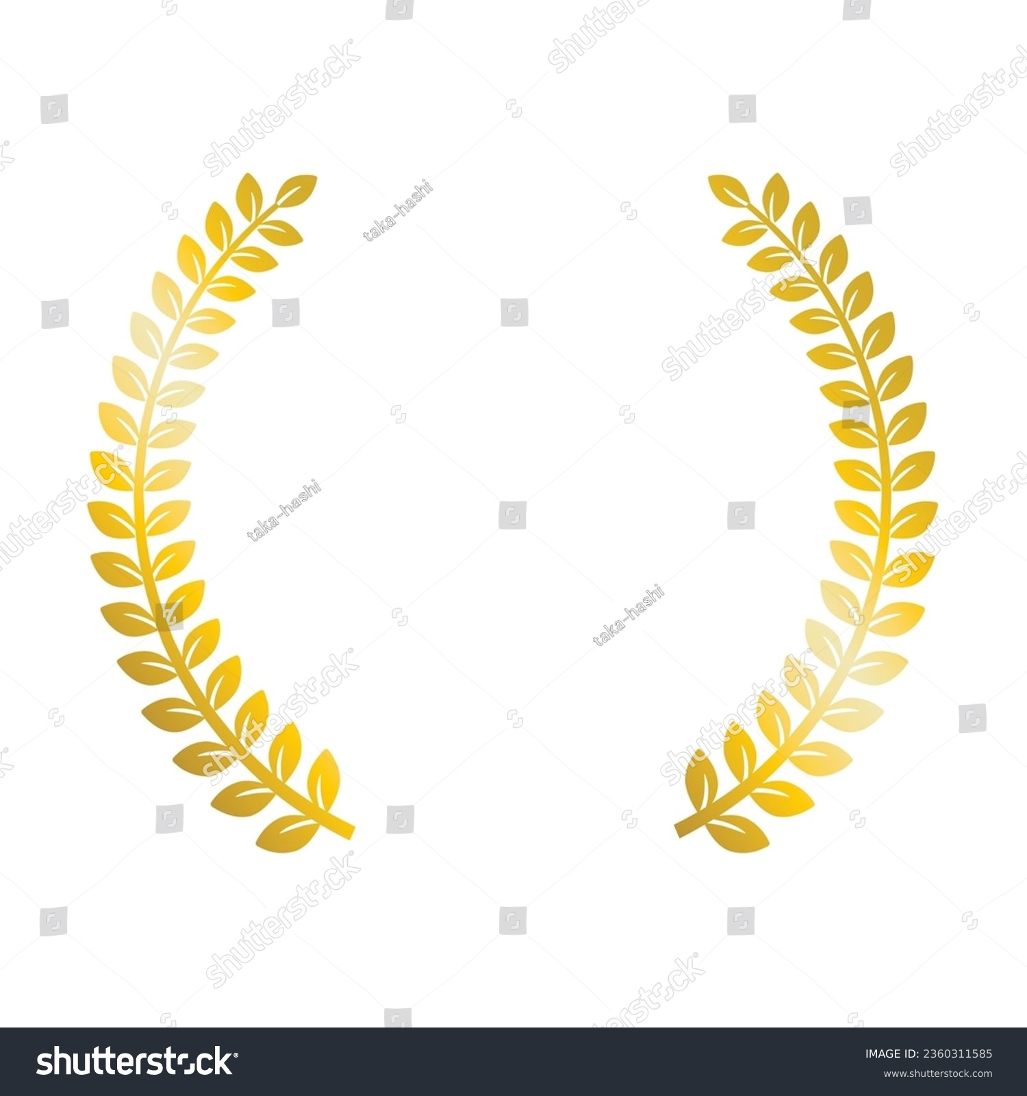 SVG of Illustration of gold laurel wreath (bay leaf wreath) . svg