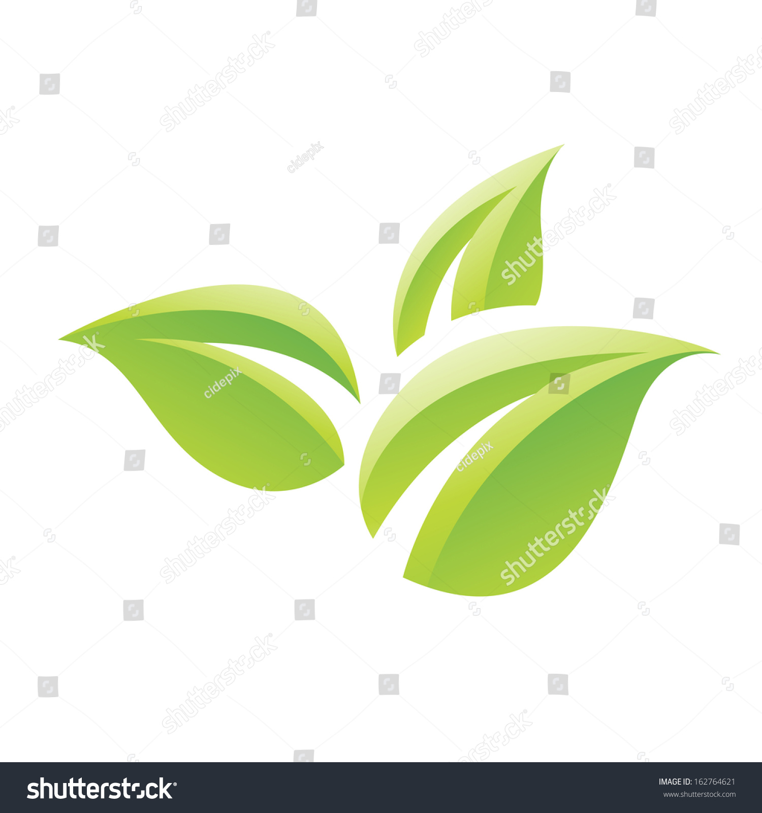 Illustration Of Green Glossy Leaves Icon Isolated On A White Background ...