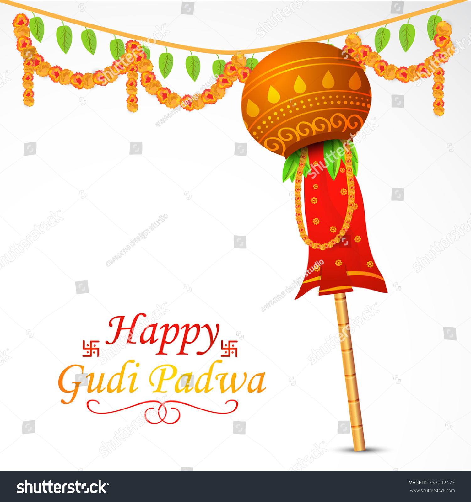 Illustration Of Gudi Padwa Celebration Of India. - 383942473 : Shutterstock