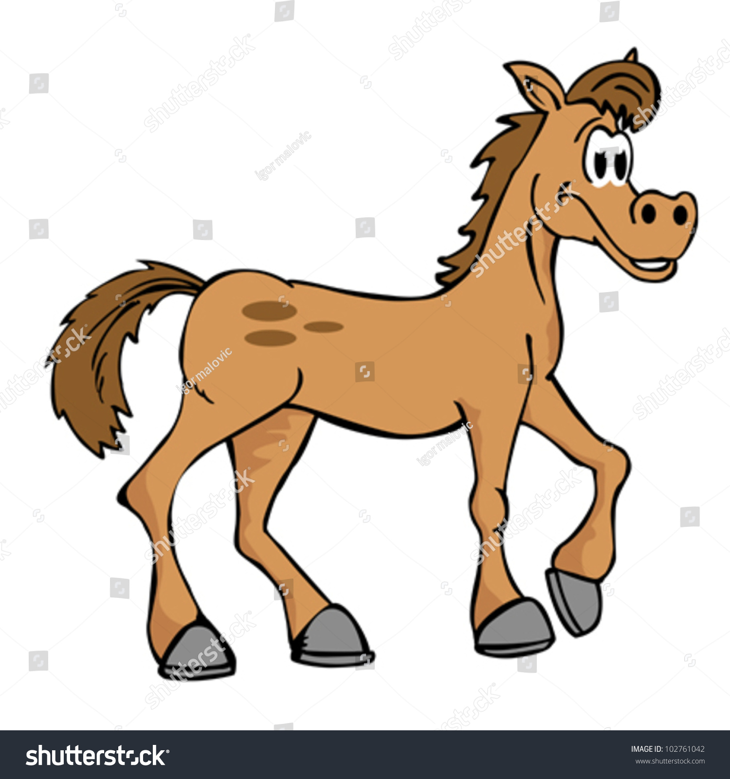 Illustration Hand Drawn Cartoon Horse Isolated Stock Vector 102761042 ...