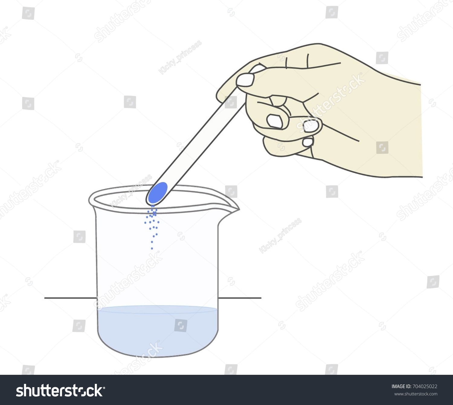 Illustration Hand Holding Spoon Blue Chemical Stock Vector (royalty 