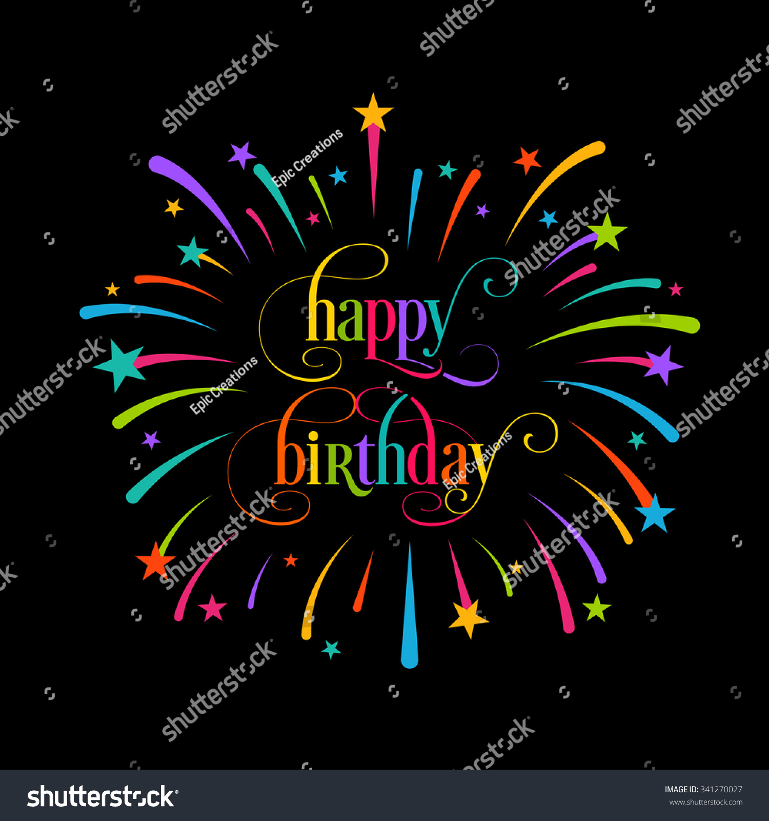 Illustration Happy Birthday Beautiful Calligraphy Stock Vector (Royalty ...