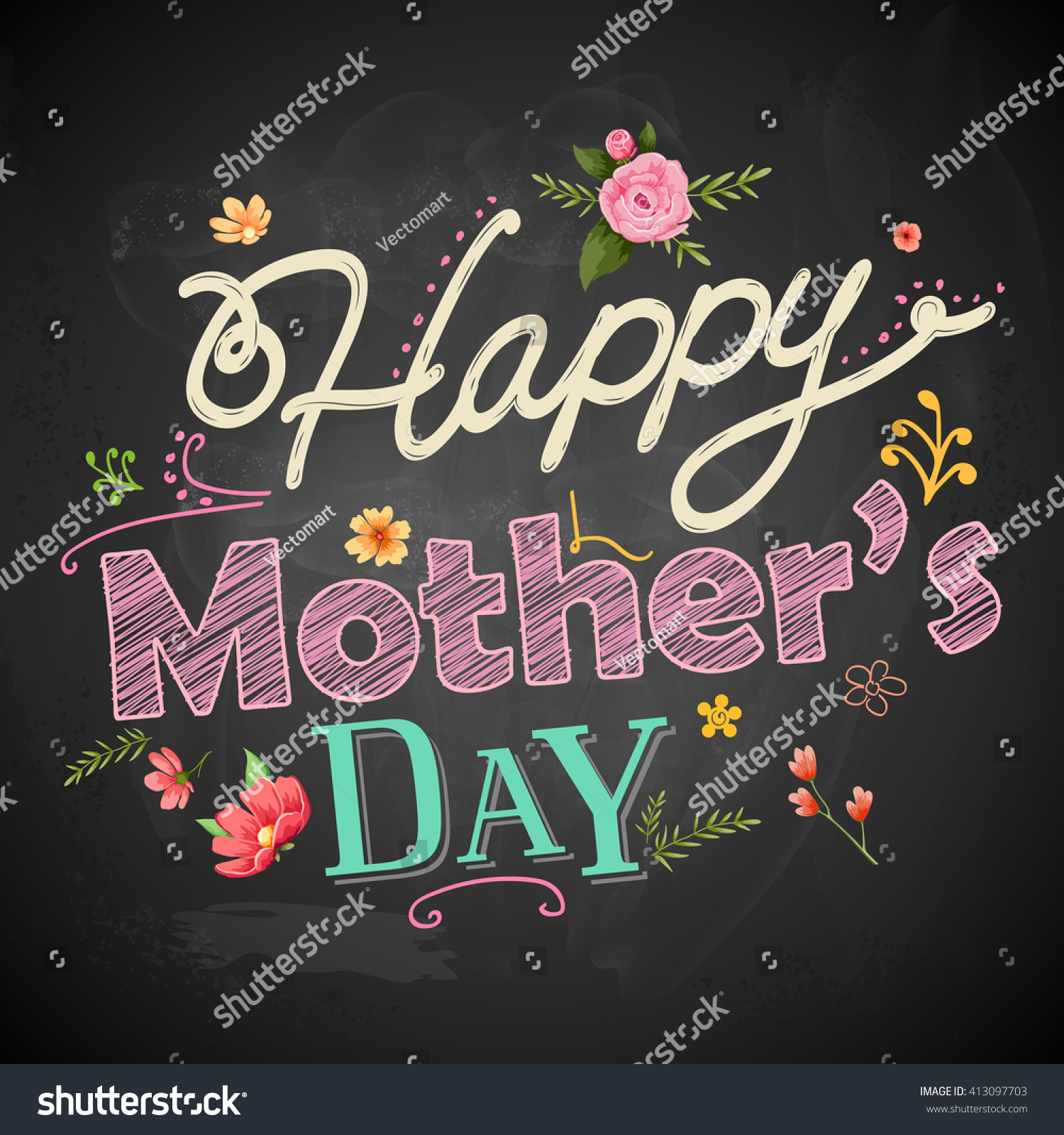 Illustration Happy Mothers Day Greeting On Stock Vector 413097703 ...